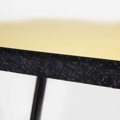 1960’s French Yellow Laminate Dining Table with Aluminium Base, Rectangular