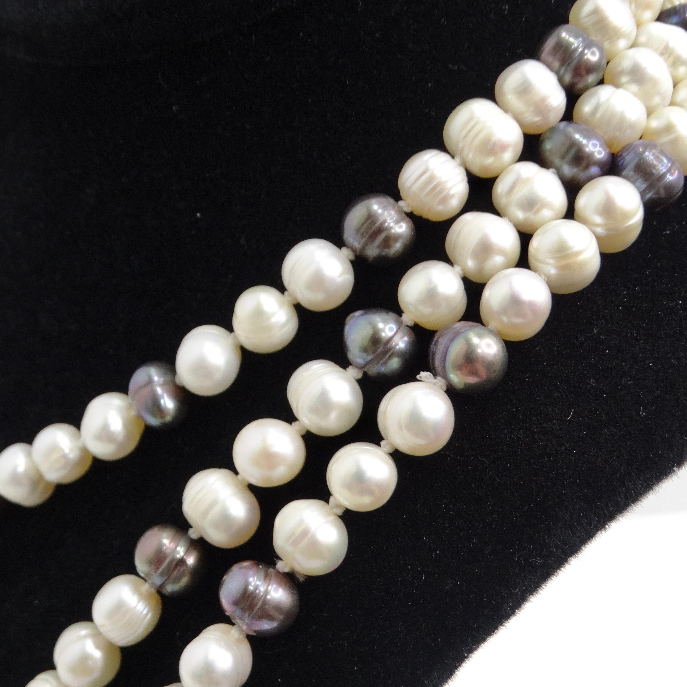 Taille pampille Collier de perles d'eau douce des années 1960 en vente