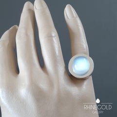 1960s Friedrich Becker Mid-Century Modernist Moonstone White Gold Ring