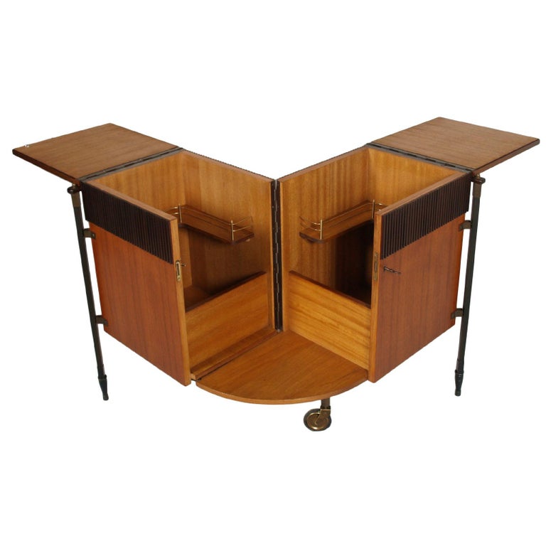 1960s From Cantu Folding Cocktail Bar Cabinet In Teak Franco