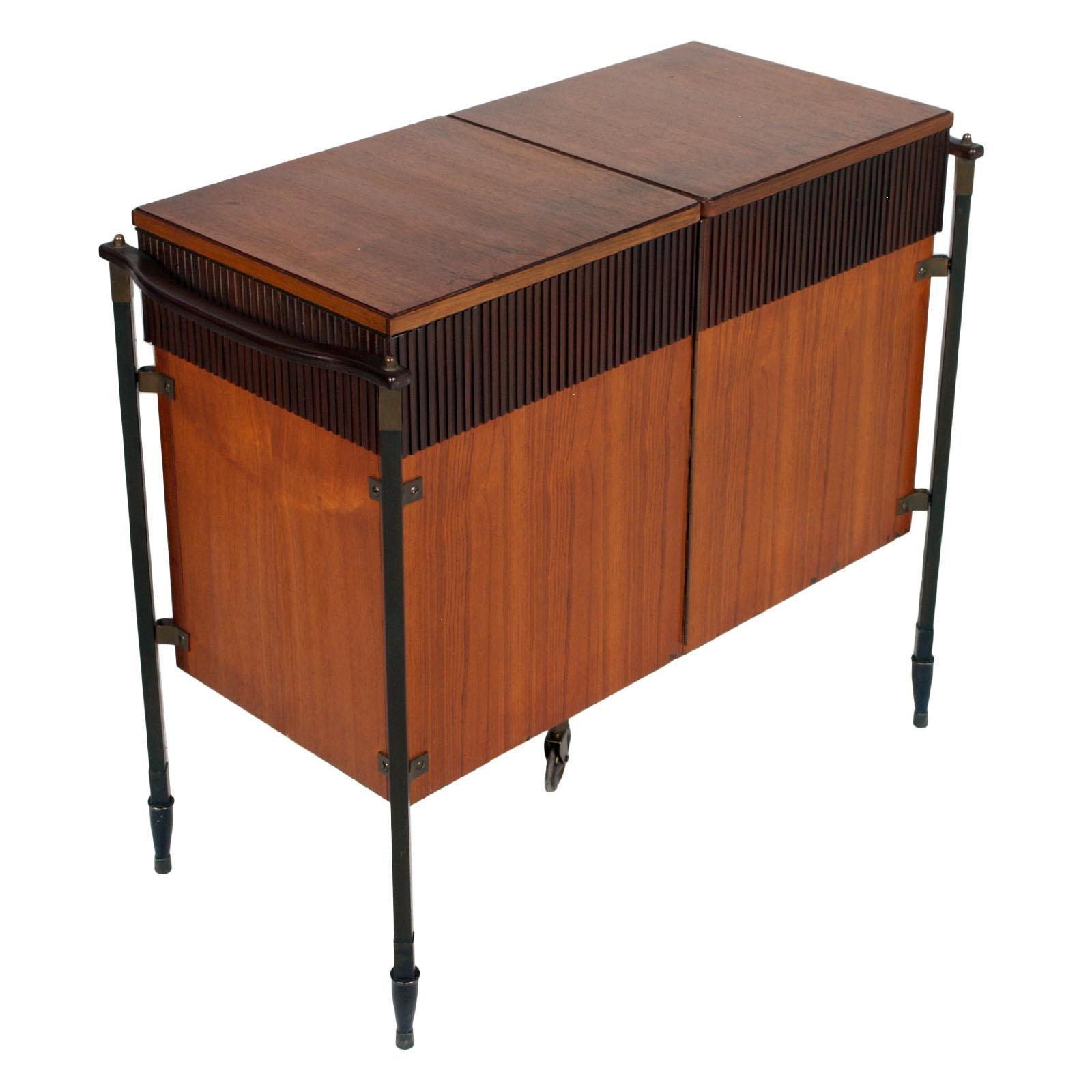 Ebonized 1960s from Cantù Folding Cocktail Bar Cabinet in Teak Franco Albini Attributed