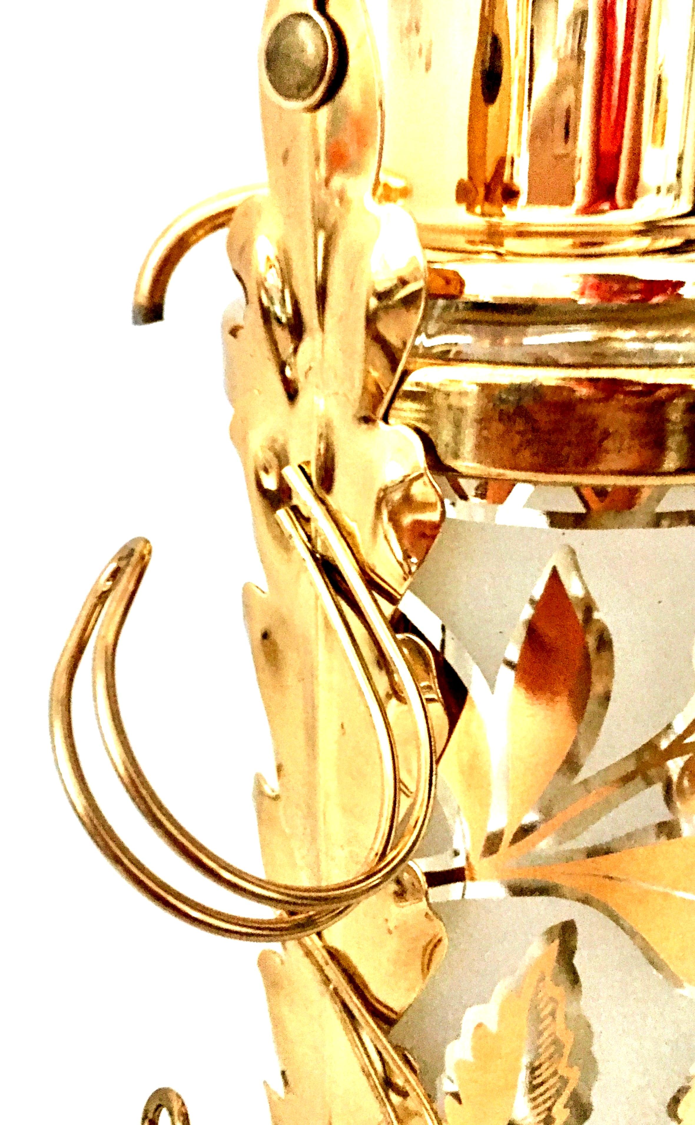 1960'S Frosted Glass & 22-Karat Gold Gilt Brass Drinks S/9 4