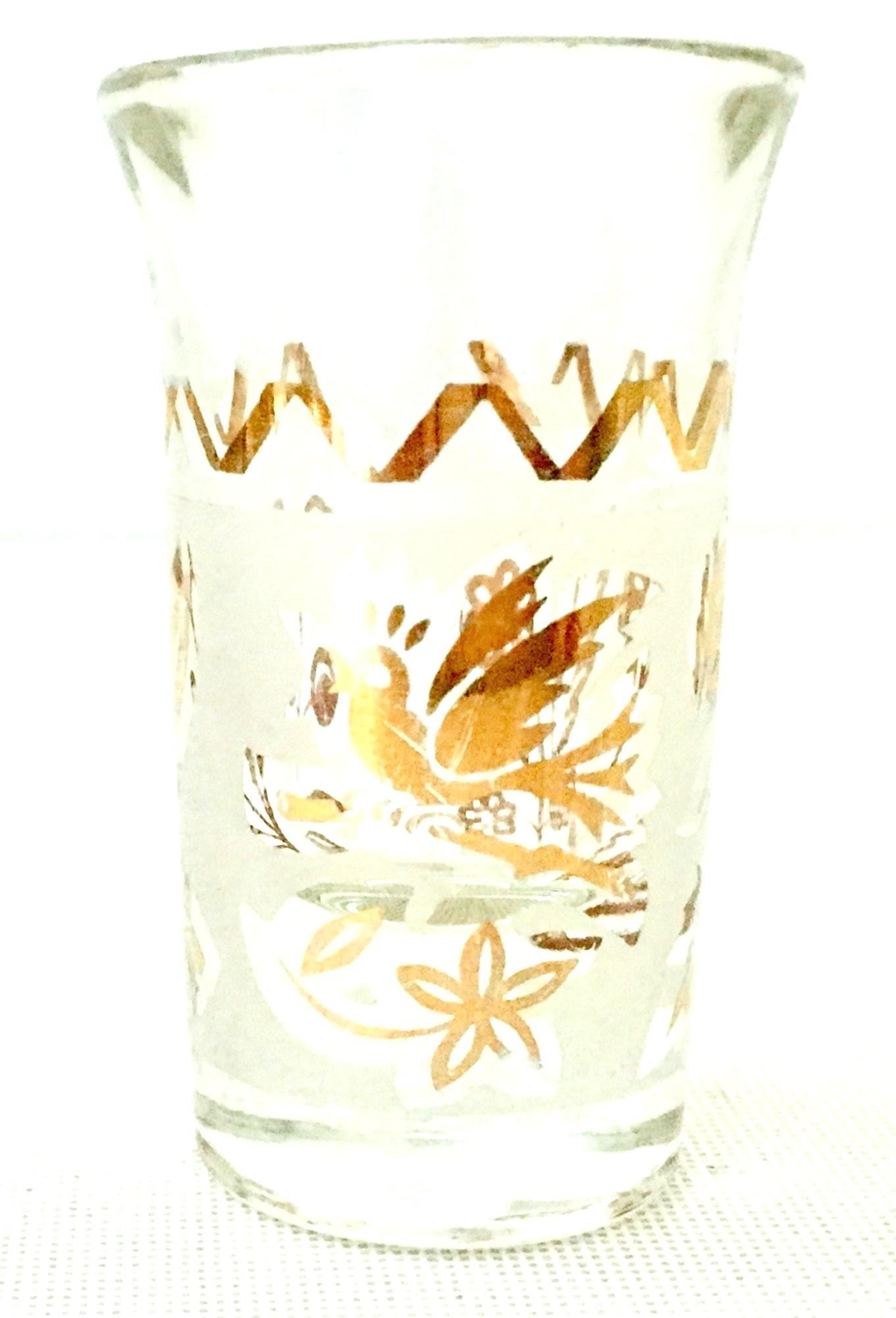 1960'S Frosted Glass & 22-Karat Gold Gilt Brass Drinks S/9 8