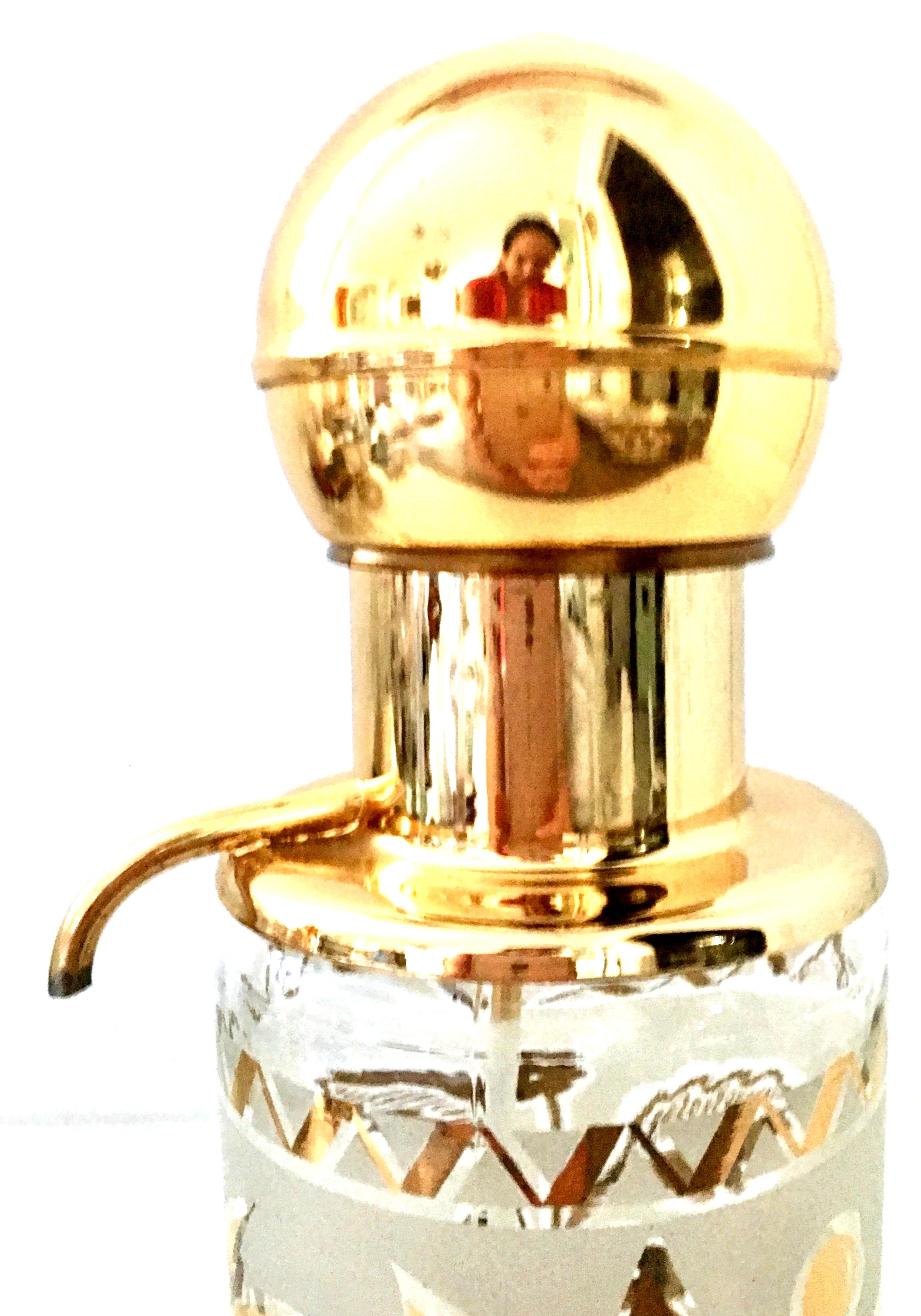 1960'S Frosted Glass & 22-Karat Gold Gilt Brass Drinks S/9 3
