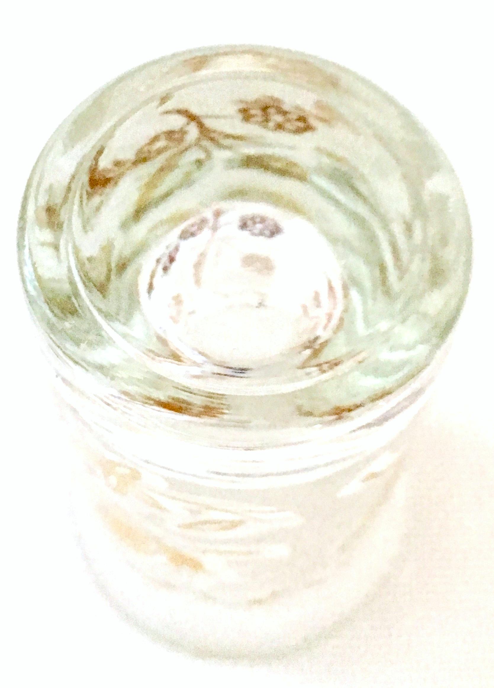 1960'S Frosted Glass & 22-Karat Gold Gilt Brass Drinks S/9 11