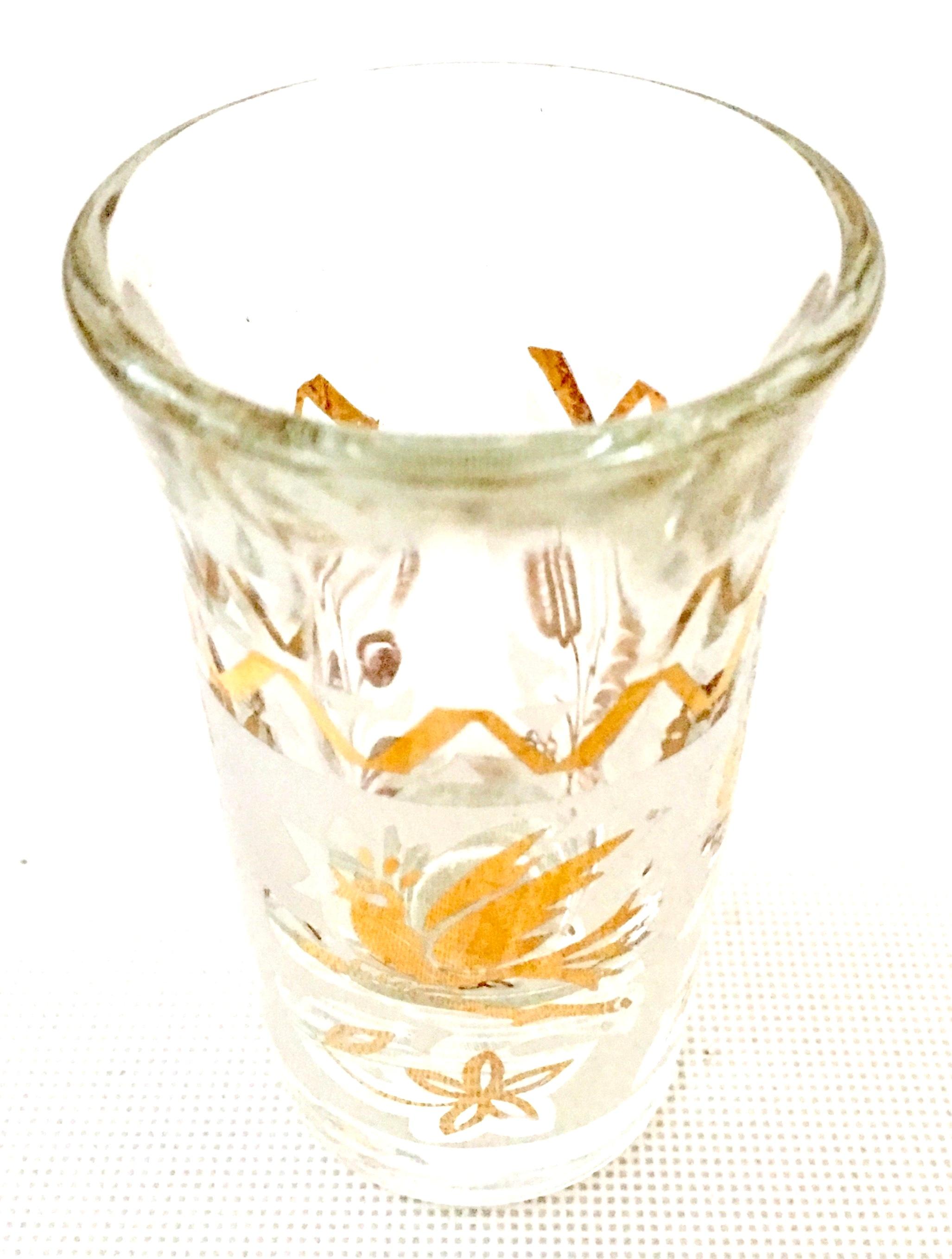 1960'S Frosted Glass & 22-Karat Gold Gilt Brass Drinks S/9 9