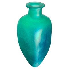 Bouteille en verre vert dépoli des années 1960 d'après Alfredo Barbini
