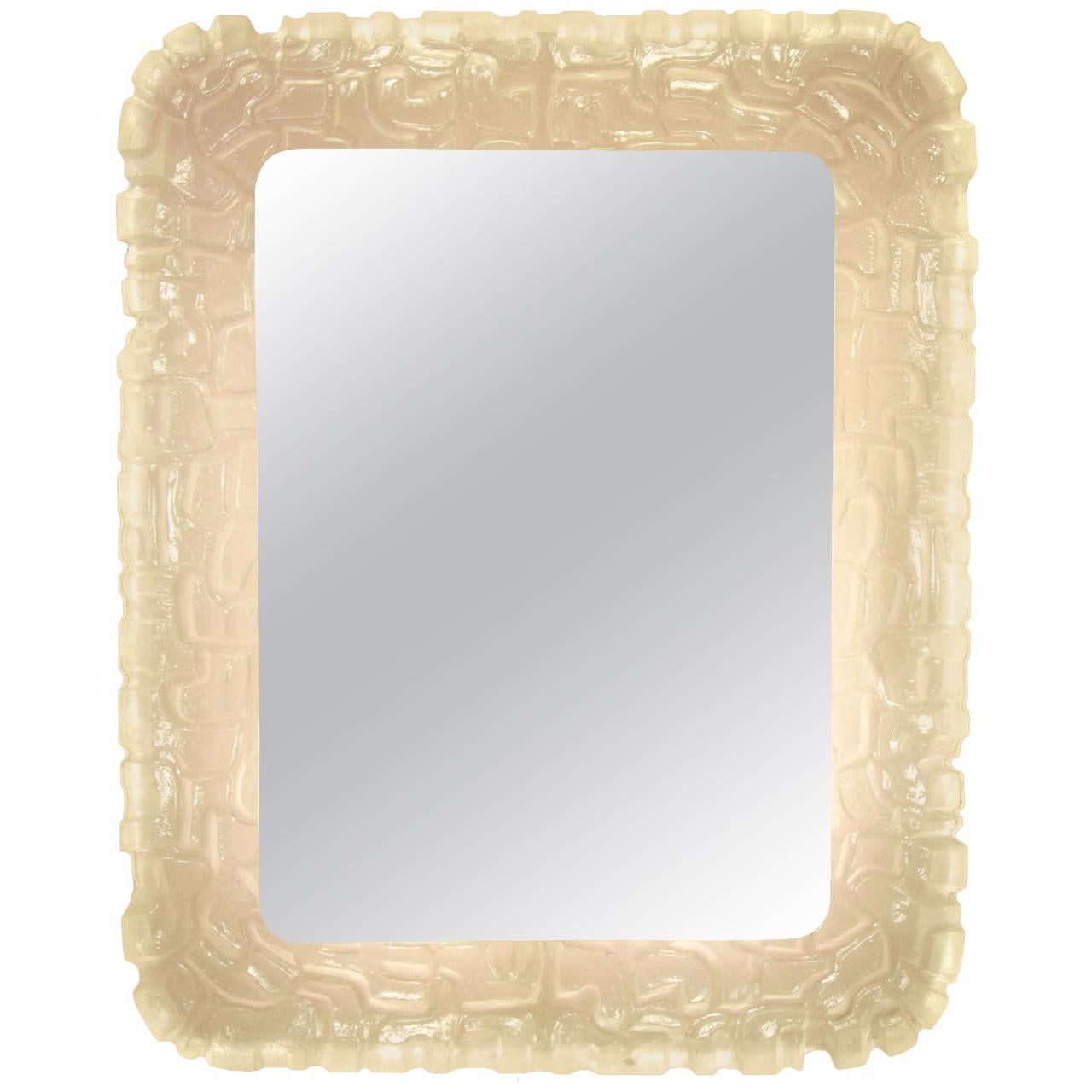 20th Century 1960s Scultpured Resin Italian Back-Lit Mirror For Sale