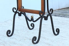 1960's Fruit-Wood and Scrolled Iron Cheval Mirror