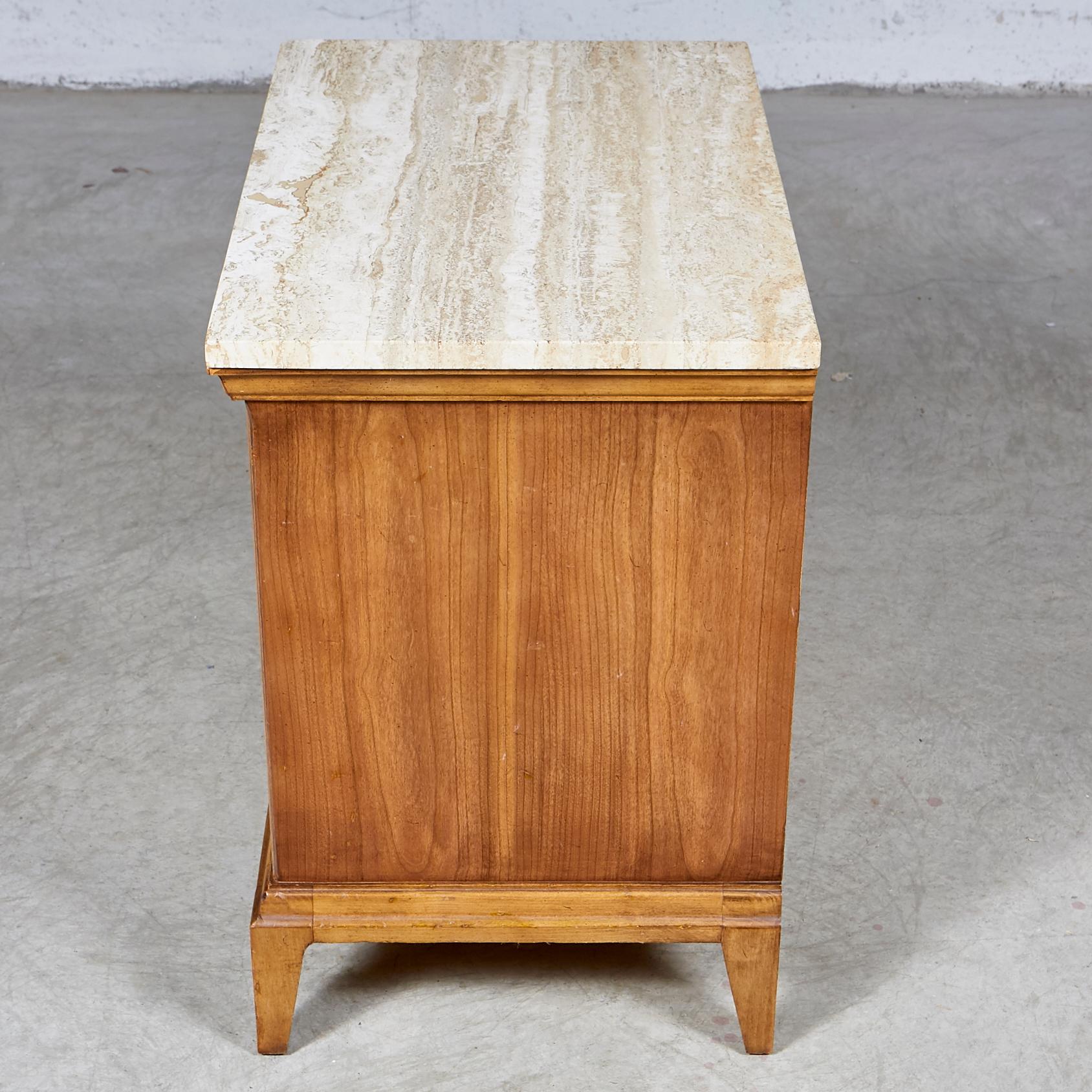 20th Century 1960s Fruitwood Nightstand with Travertine Top