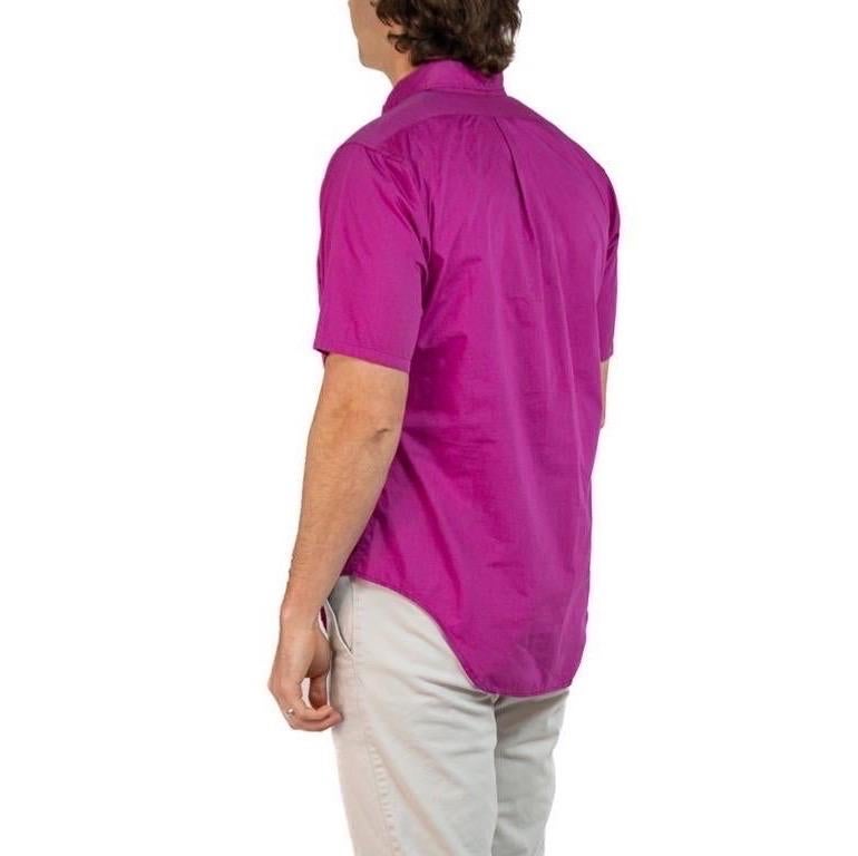 1960S Fuchia Cotton Men's Button Down Collar Shirt For Sale 1