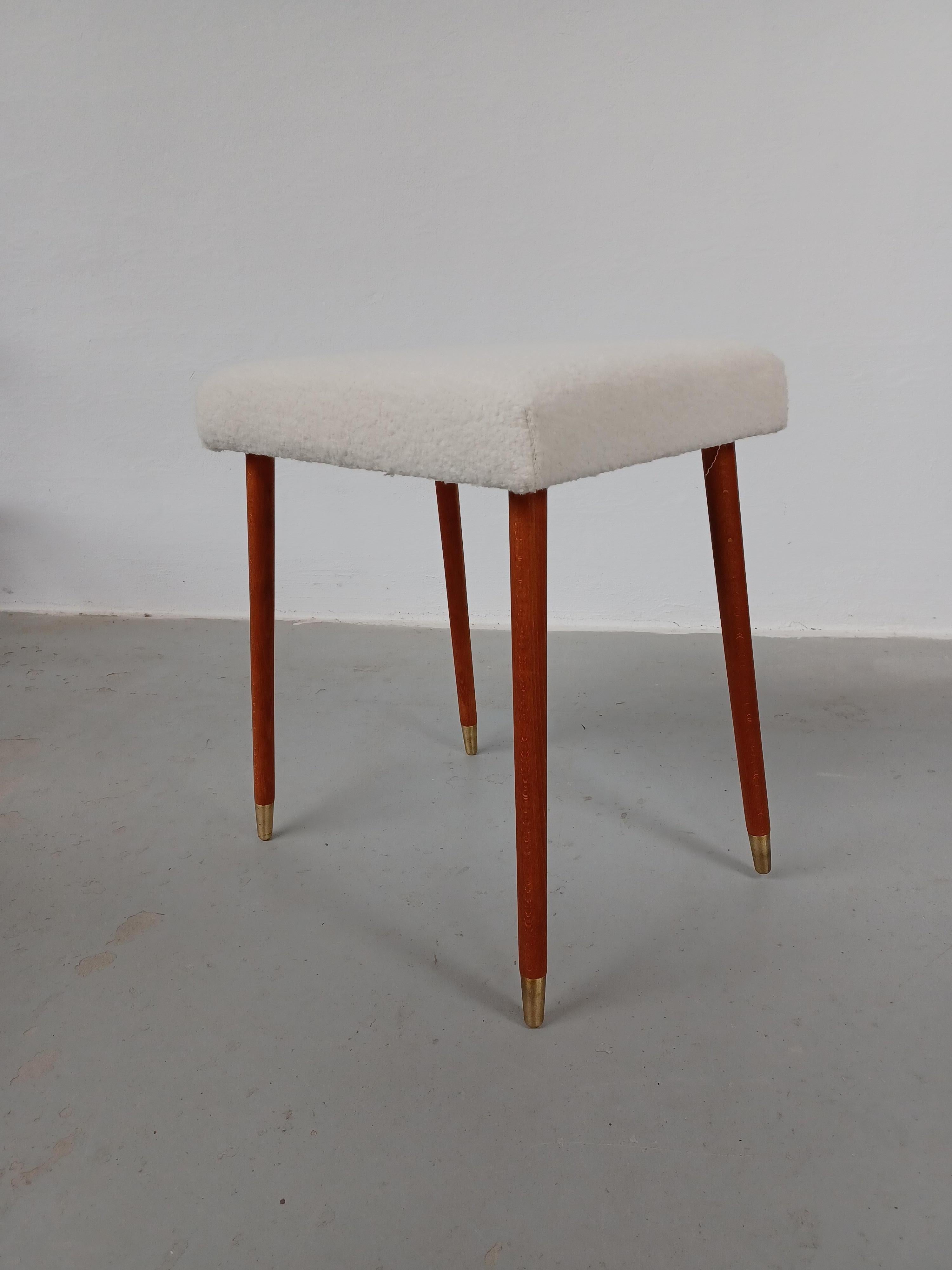 European 1960s Fully Restored and Reupholstered Danish Footstool For Sale