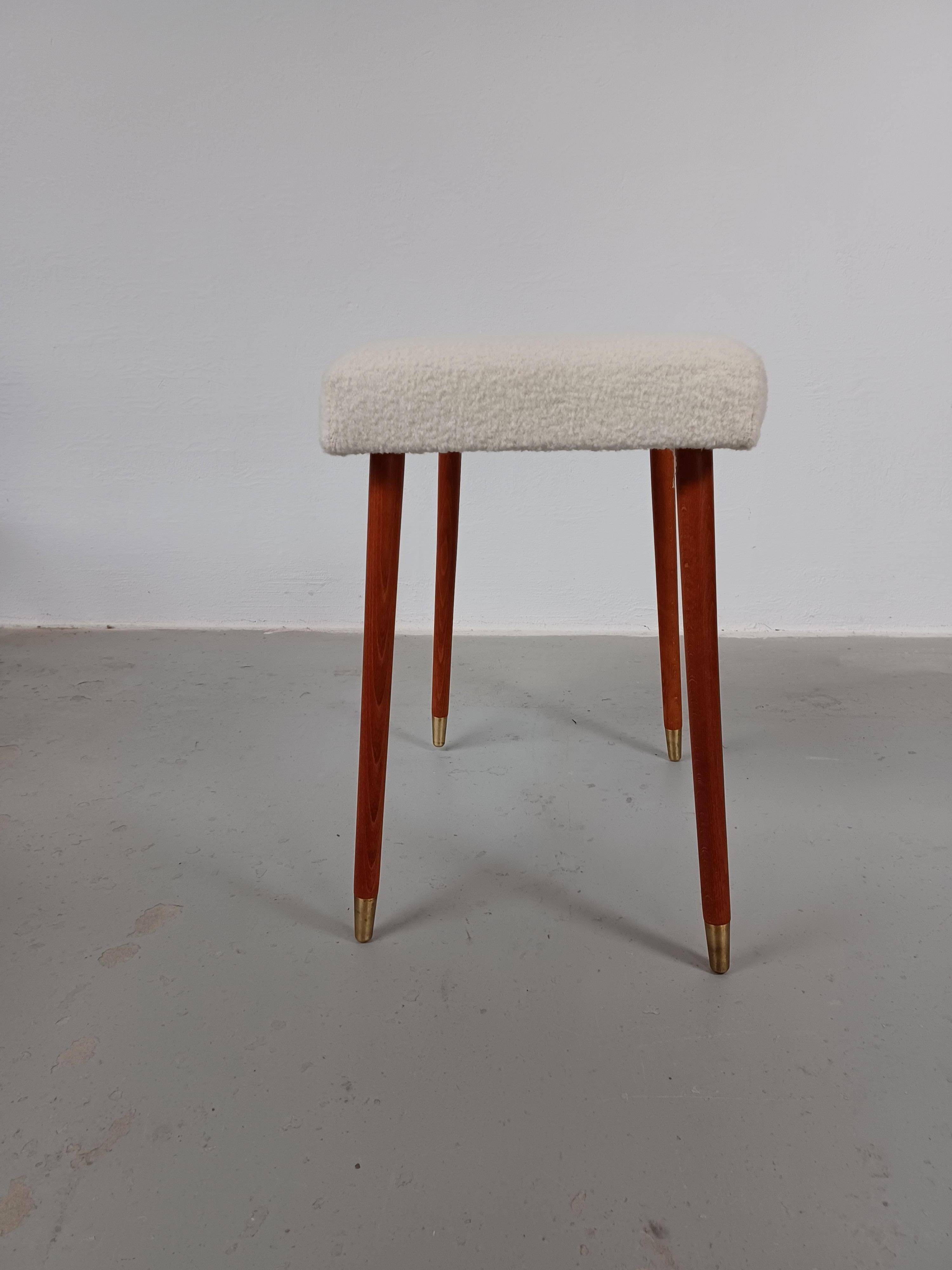 Mid-20th Century 1960s Fully Restored and Reupholstered Danish Footstool For Sale