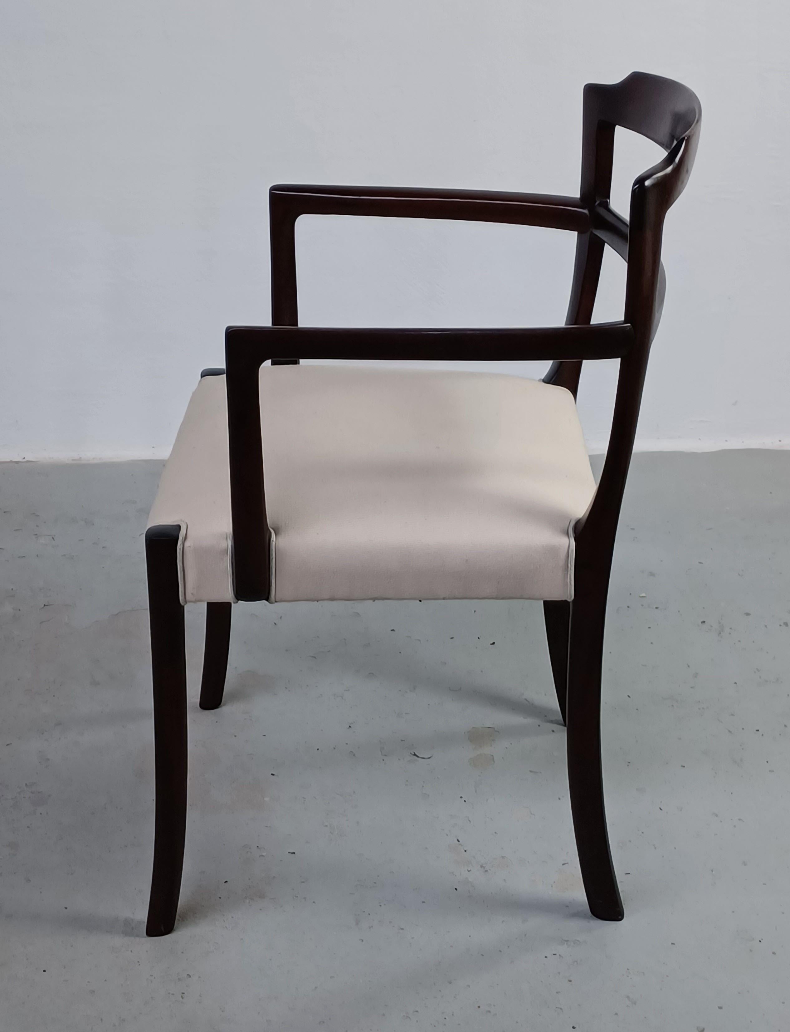 1960's Fully Restored Danish Ole Wanscher Mahogany Arm Chair Custom Upholstery In Good Condition For Sale In Knebel, DK