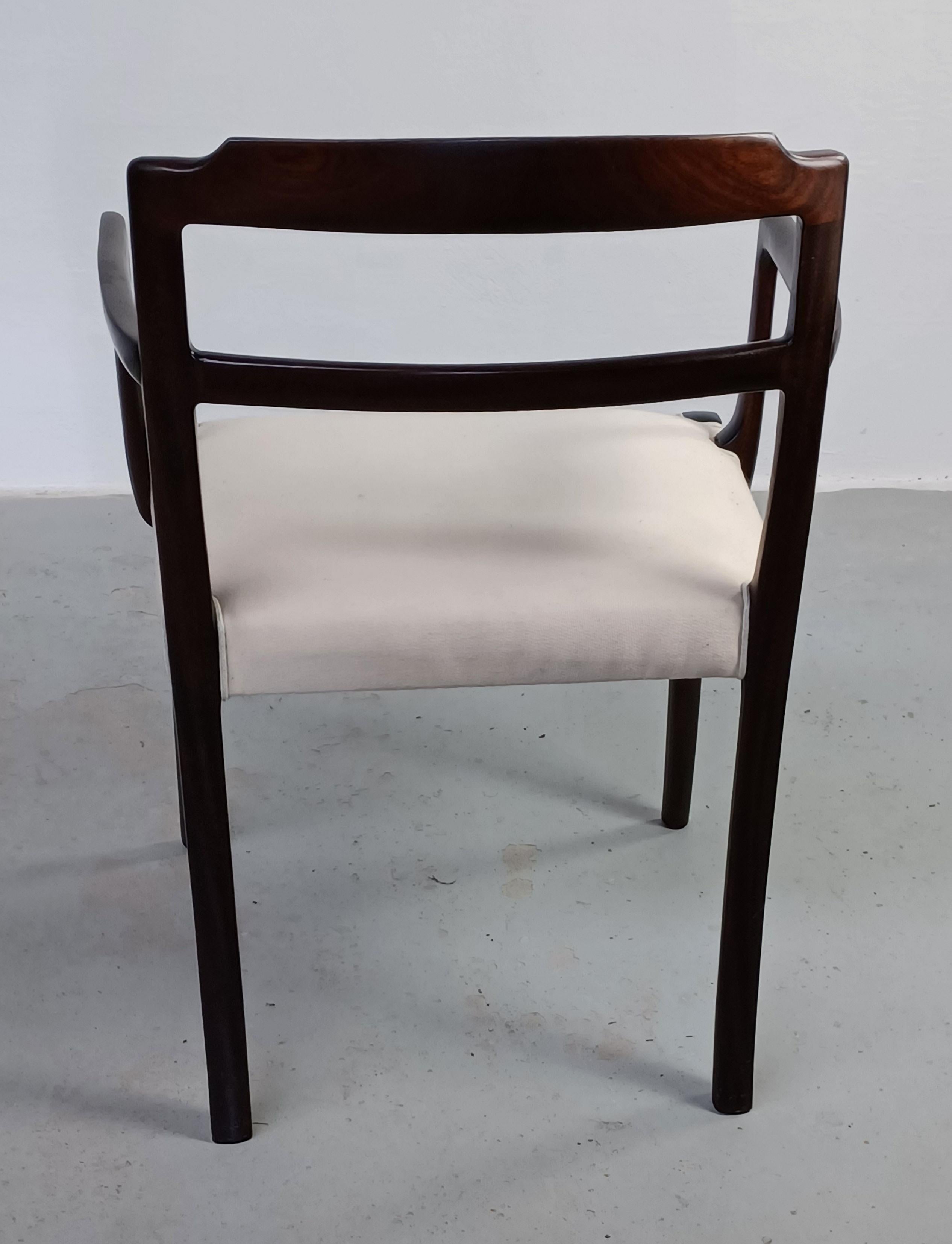1960's Fully Restored Danish Ole Wanscher Mahogany Arm Chair Custom Upholstery For Sale 1