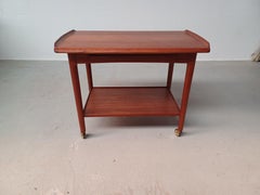 1960s Fully Restored Danish Teak Bar Cart with Integrated Tray