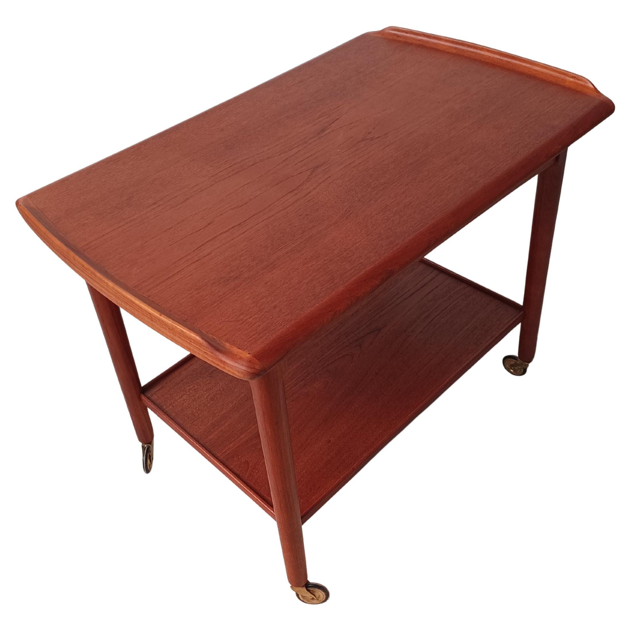 1960s Fully Restored Danish Teak Bar Cart with Integrated Tray