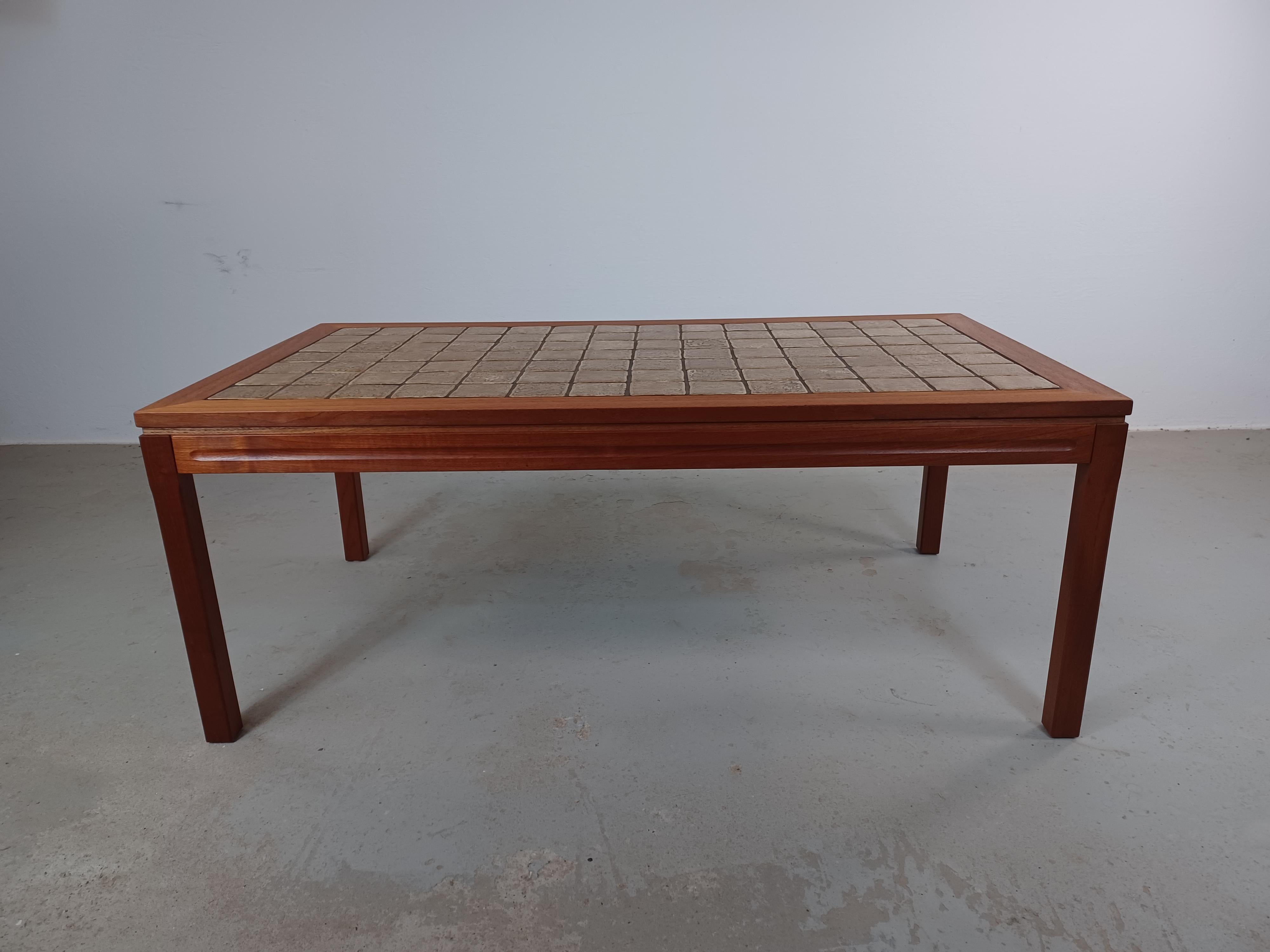 Modern 1960s Fully Restored Danish Teak Coffe Table with Tiled Table Top. For Sale