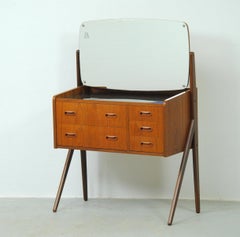 1960s Fully Restored Danish Teak Dressing, Vanity Table