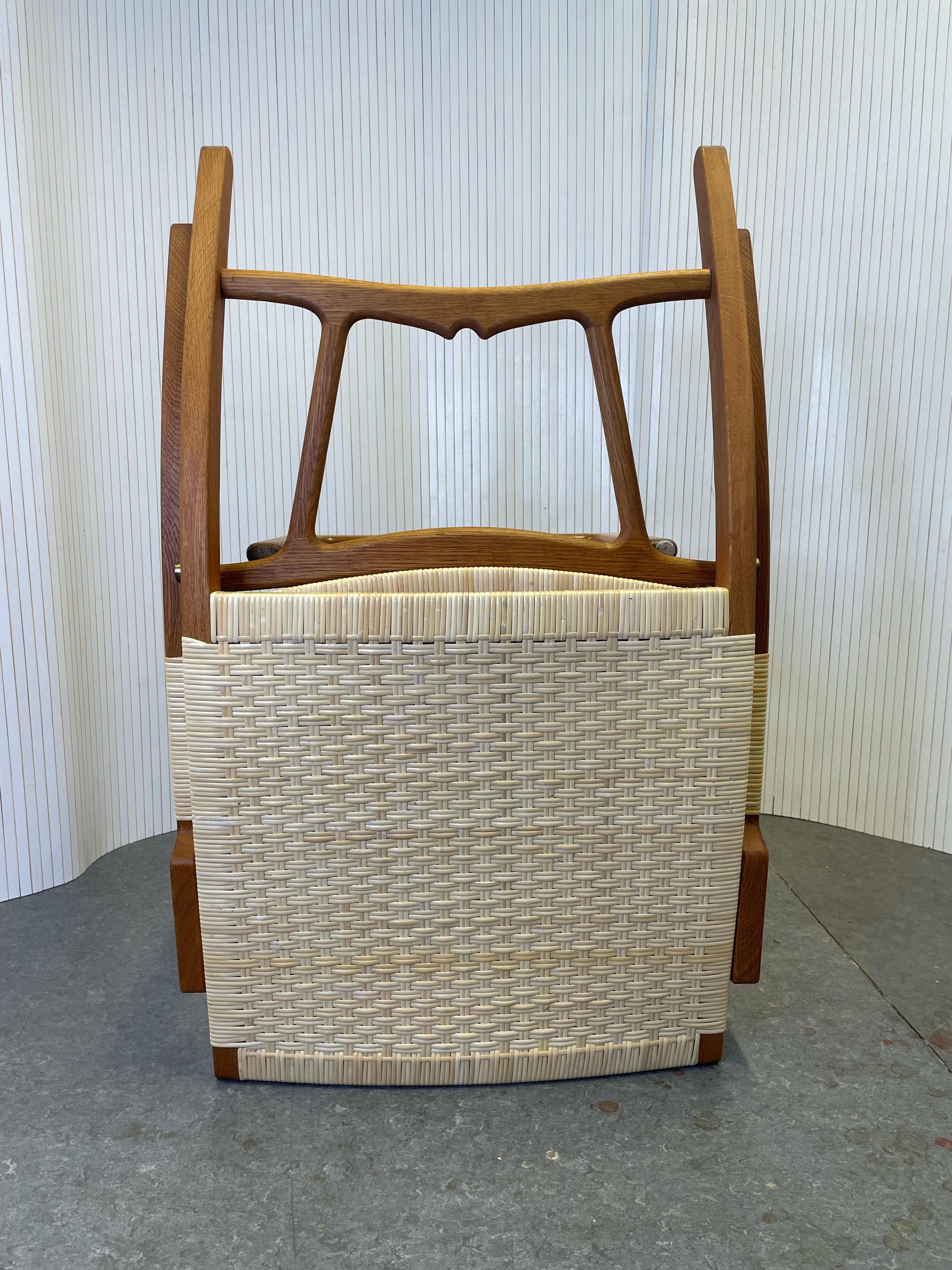 Chaise pliante Hans J. Wegner modèle JH 512 des années 1960 entièrement restaurée, rotin et rotin neufs en vente 6