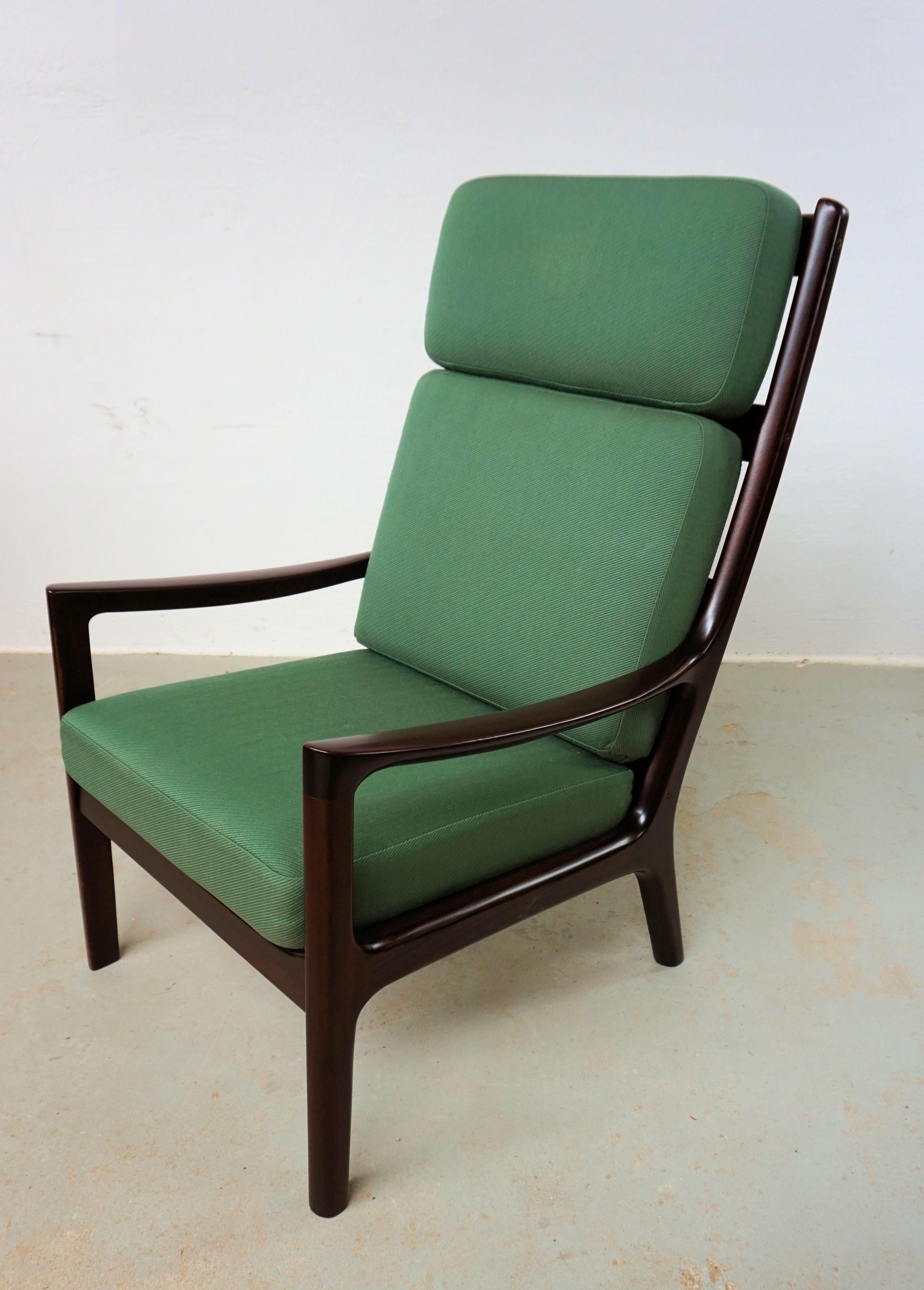 Danish 1960s Fully Restored Customizable Ole Wanscher Mahogany Lounge Chair For Sale