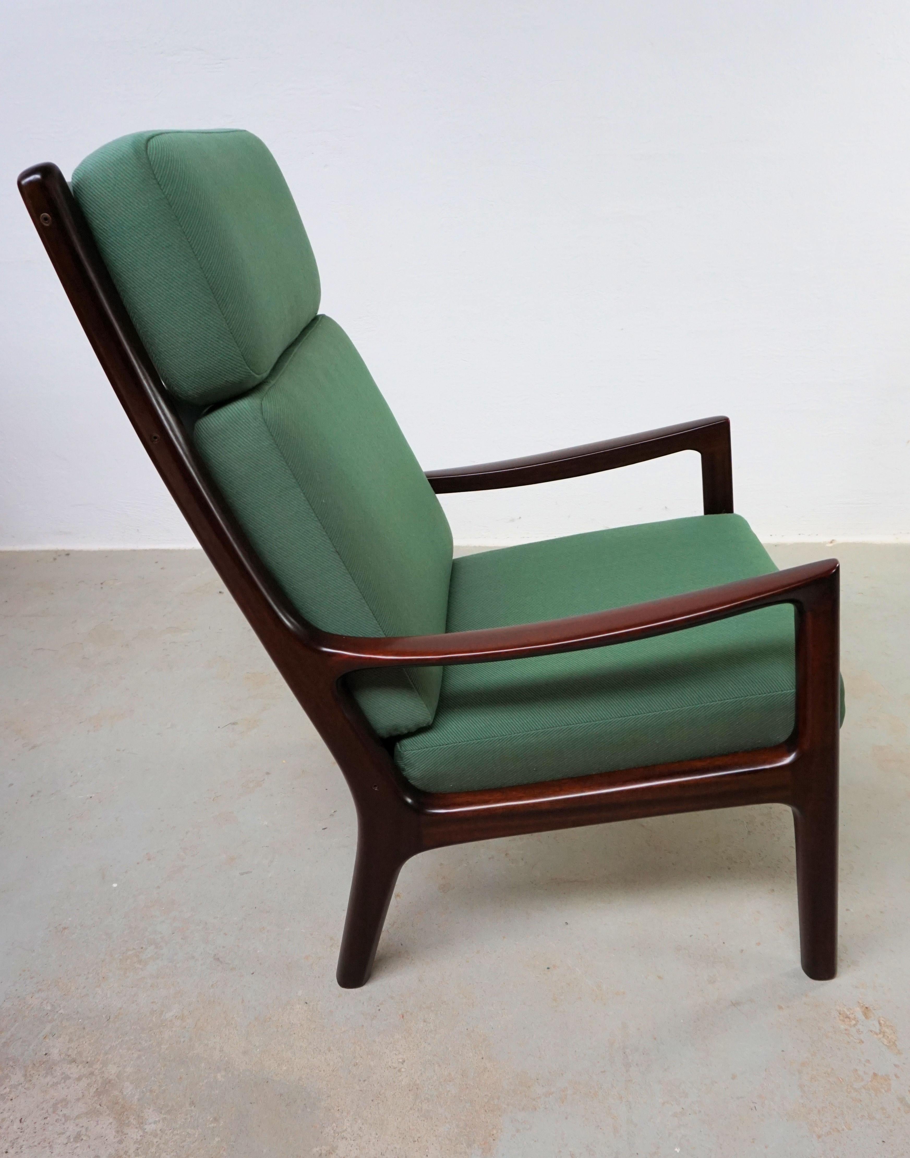 1960s Fully Restored Customizable Ole Wanscher Mahogany Lounge Chair For Sale 3