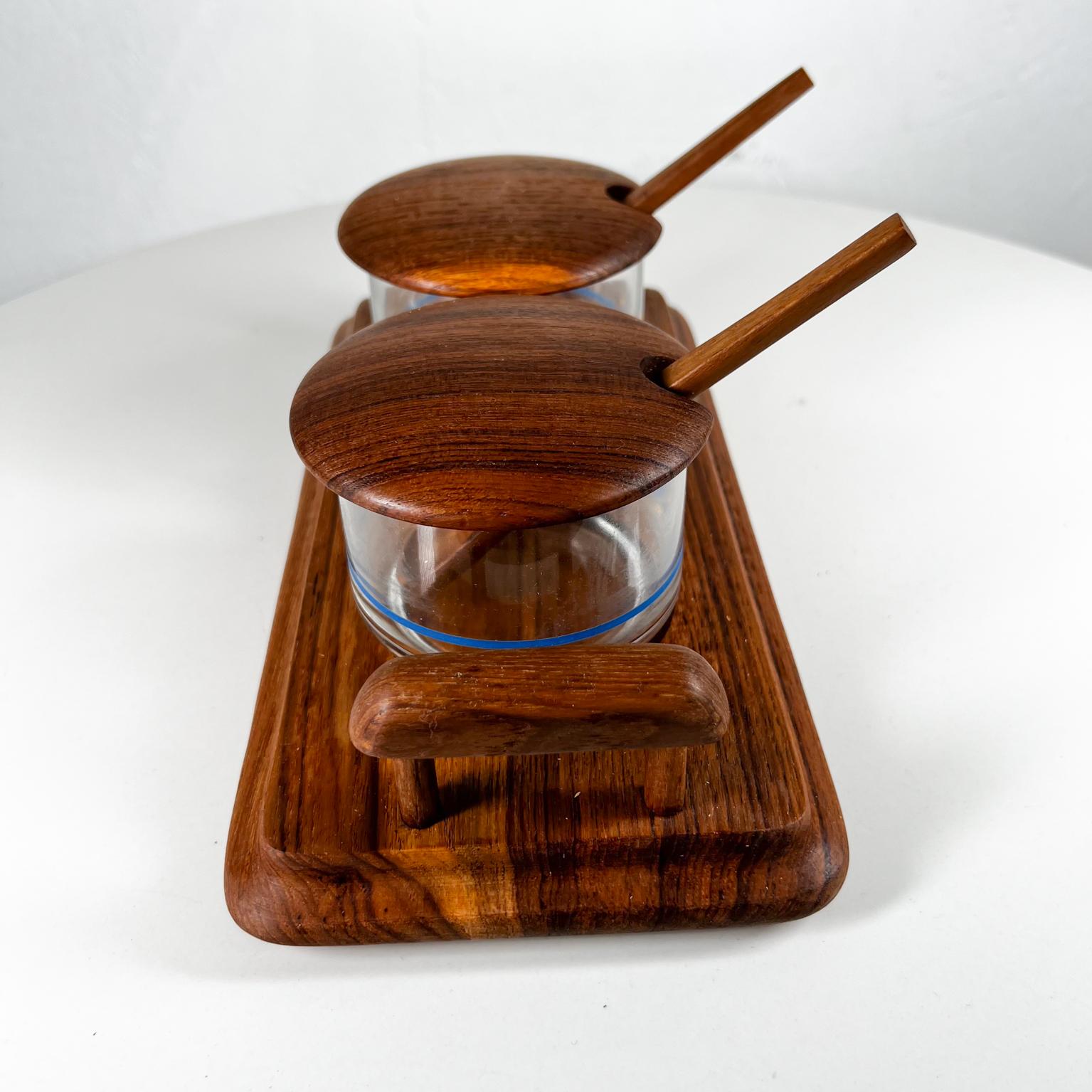 1960s Fun Condiment Server Set with Spoons Teak by GoodWood In Good Condition In Chula Vista, CA