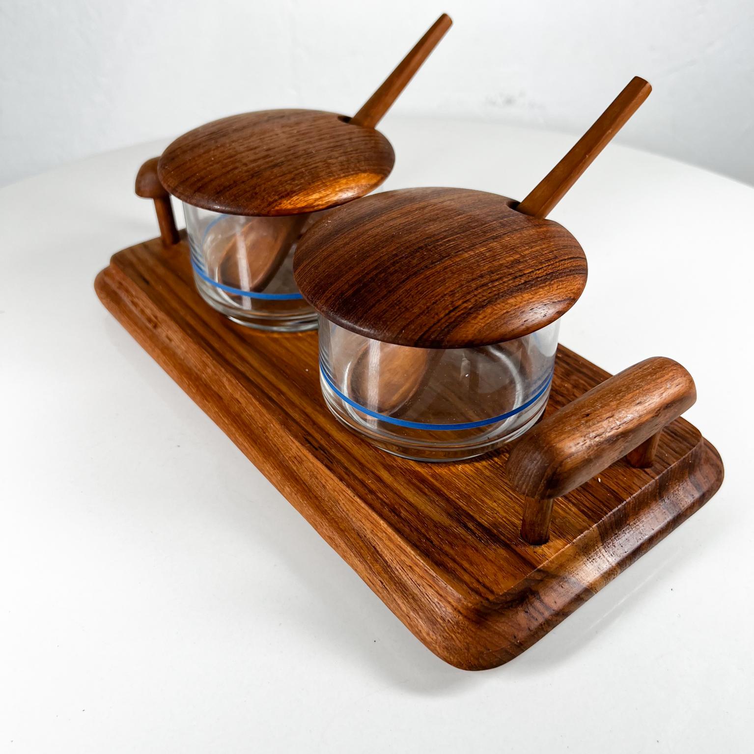 Mid-20th Century 1960s Fun Condiment Server Set with Spoons Teak by GoodWood