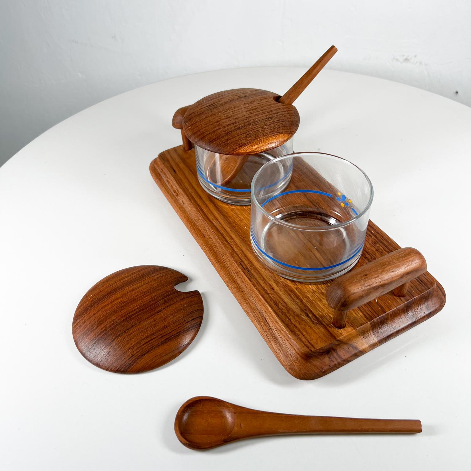 1960s Fun Condiment Server Set with Spoons Teak by GoodWood 1