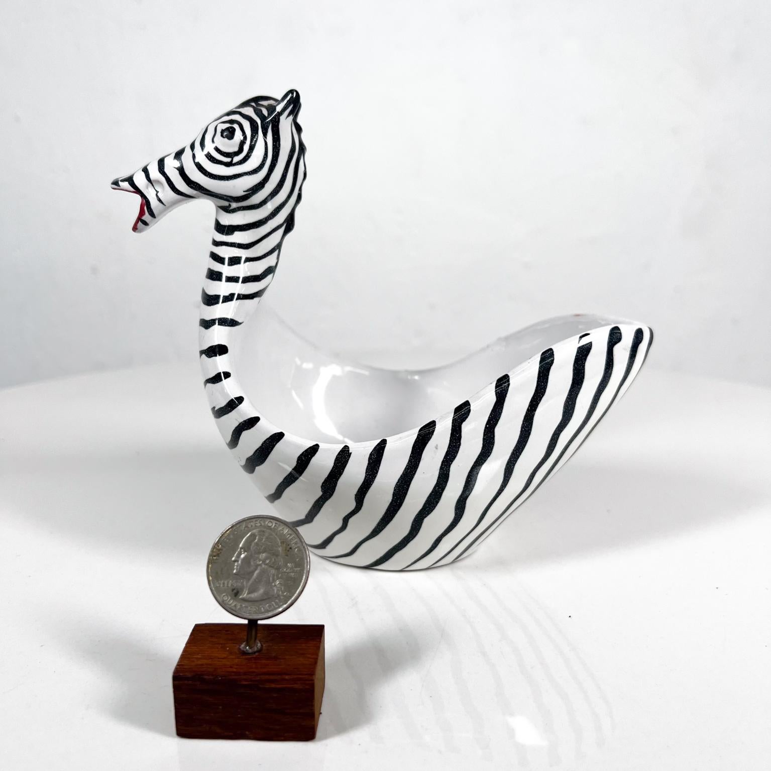 Mid-Century Modern 1960s Figural Zebra Bowl Animal Art Pottery by Aldo Londi Bitossi Italy For Sale