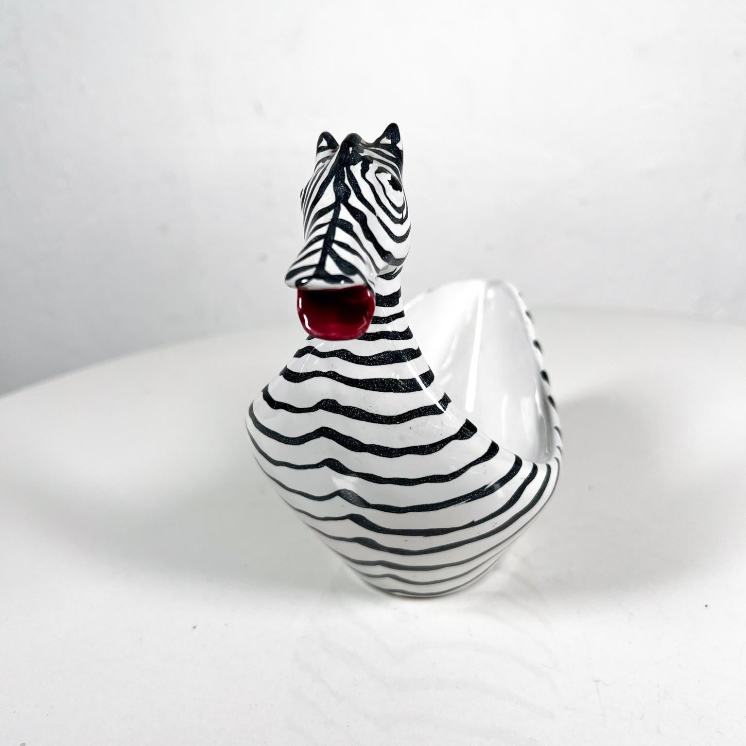 Mid-20th Century 1960s Figural Zebra Bowl Animal Art Pottery by Aldo Londi Bitossi Italy For Sale