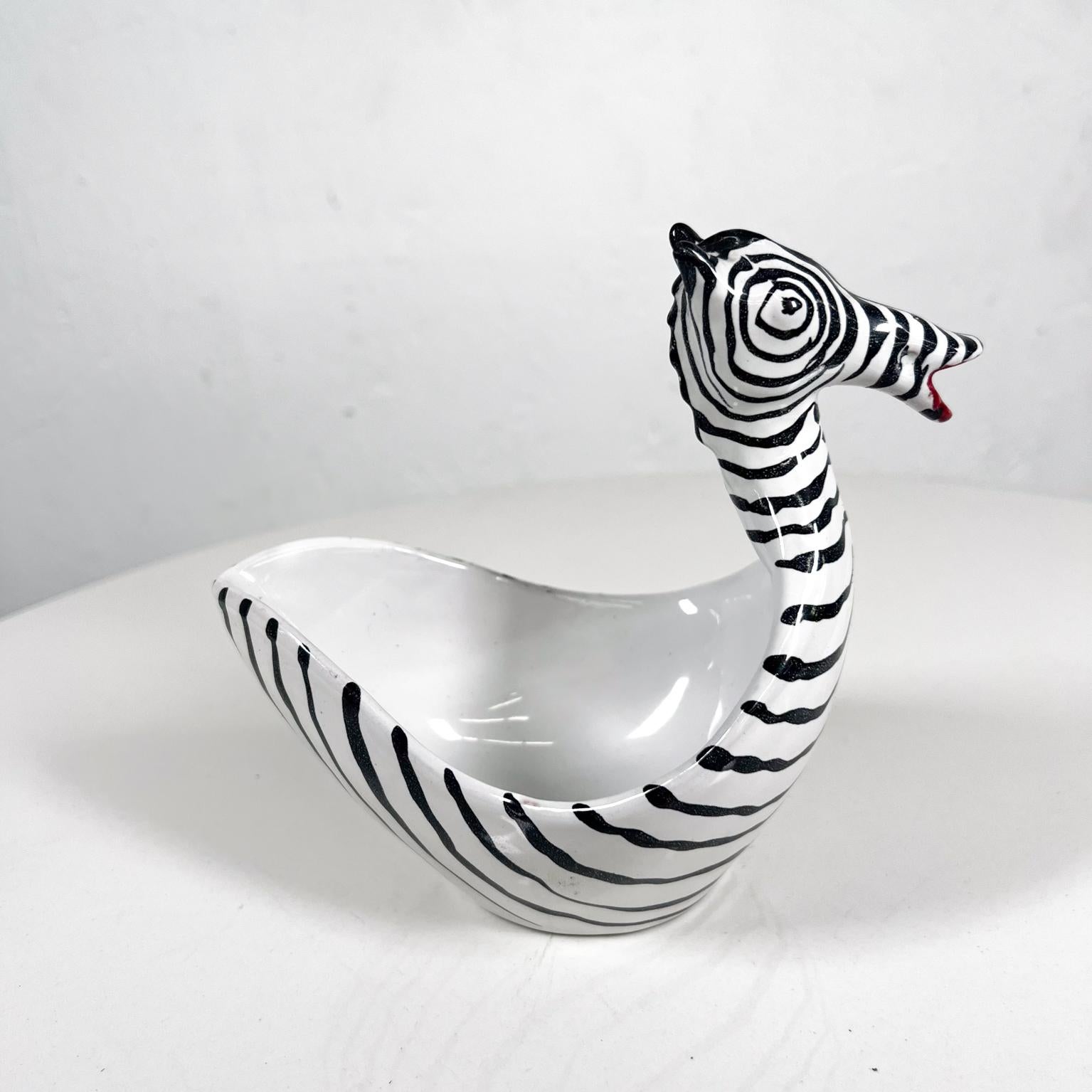 1960s Figural Zebra Bowl Animal Art Pottery by Aldo Londi Bitossi Italy For Sale 1