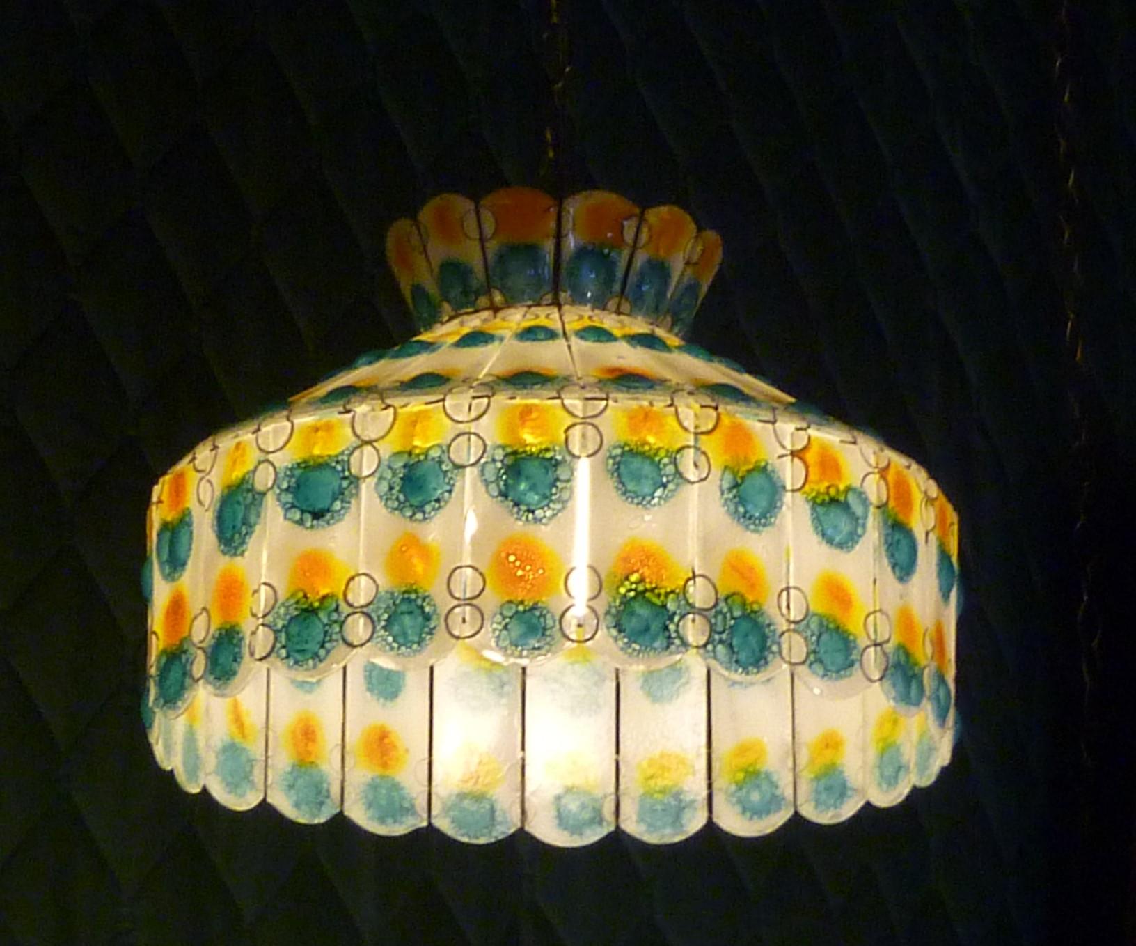 Mid-Century Modern 1960s Fused Art Glass Chandelier in the Manner of Michael and Frances Higgins
