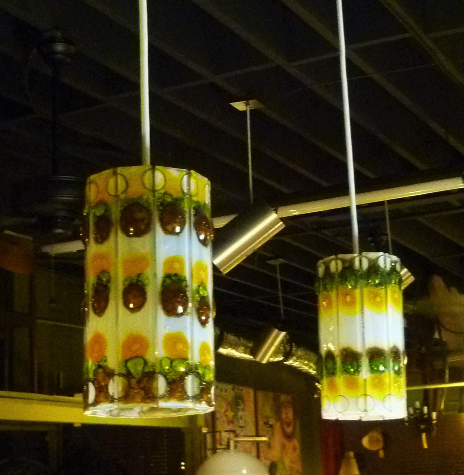 1960s Fused Art Glass Pair Pendants in the Style of Michael and Frances Higgins 9