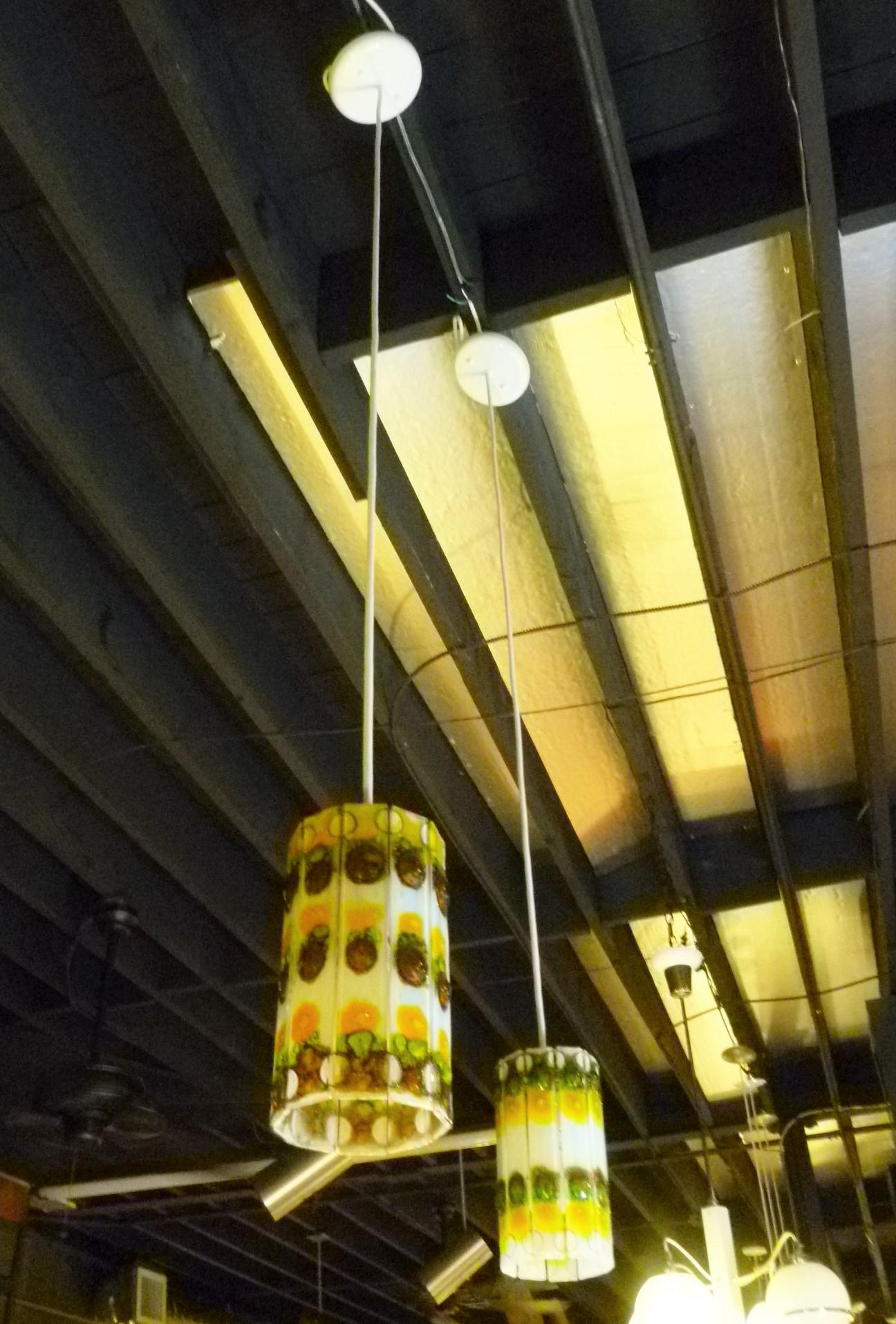 American 1960s Fused Art Glass Pair Pendants in the Style of Michael and Frances Higgins