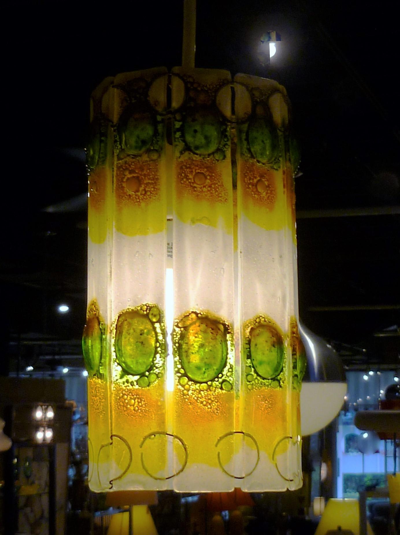Mid-20th Century 1960s Fused Art Glass Pair Pendants in the Style of Michael and Frances Higgins