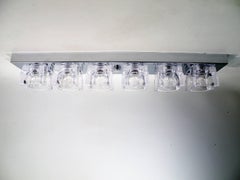 1960s Gaetano Sciolari Six-Light Crystal Cube Flush Mount Strip Lamp
