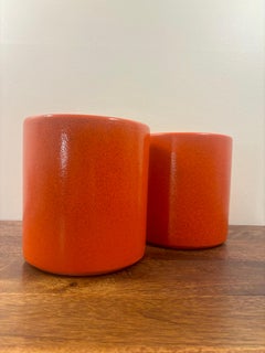 1960s Gainey Ceramics AC-8 Orange Architectural Planters - Pair