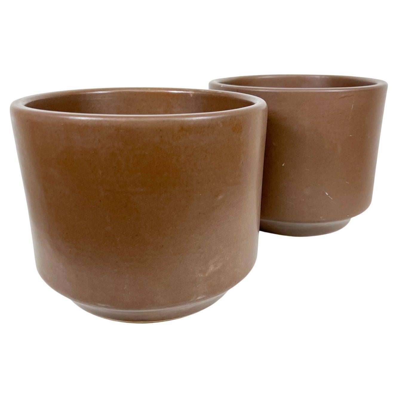 1960s Gainey Ceramics Architectural Modern Pottery Planter Set La Verne, Calif
