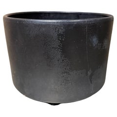 Mid-Century Modern Black Planter by Gainey Pottery, 9.75\" Diameter