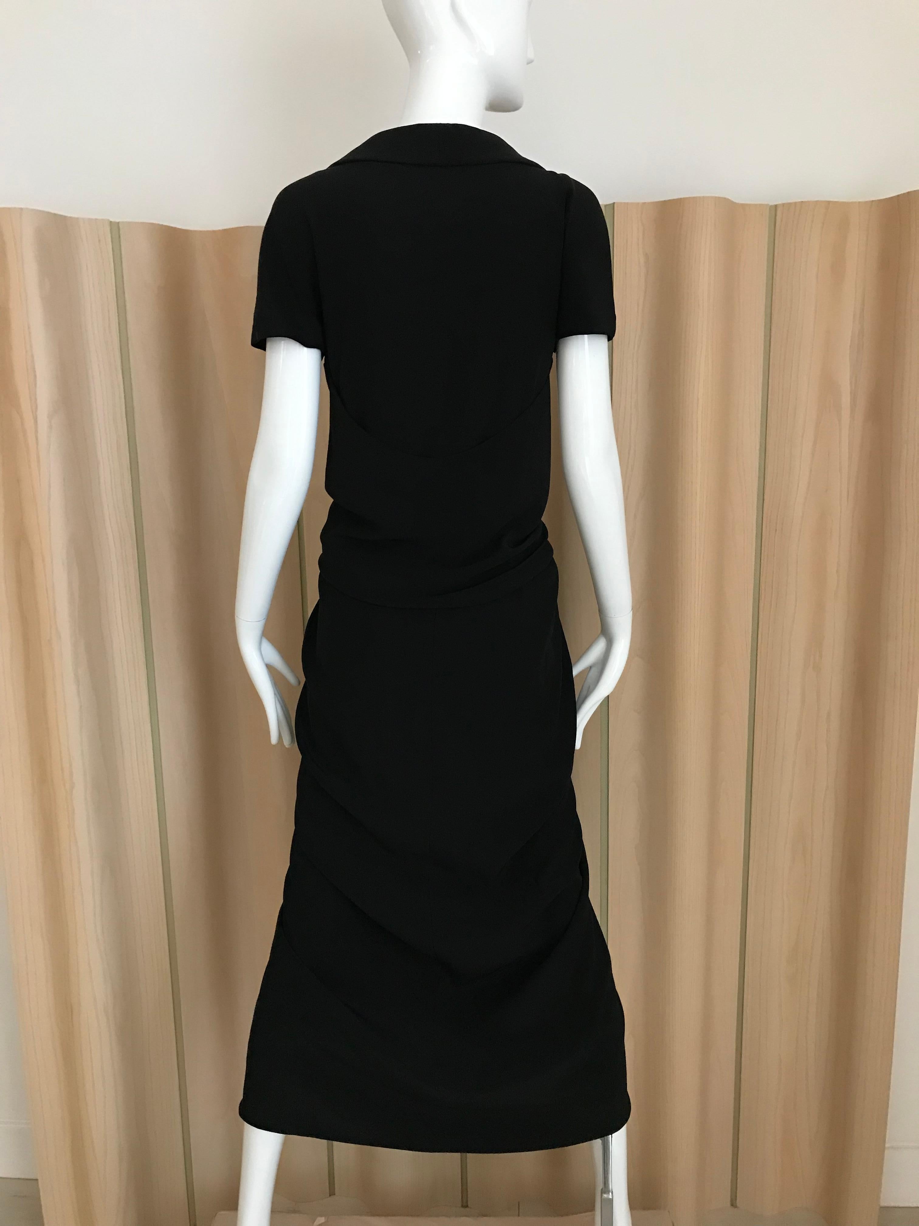 Women's  1960s Galanos Black Matte Jersey Cocktail Dress For Sale