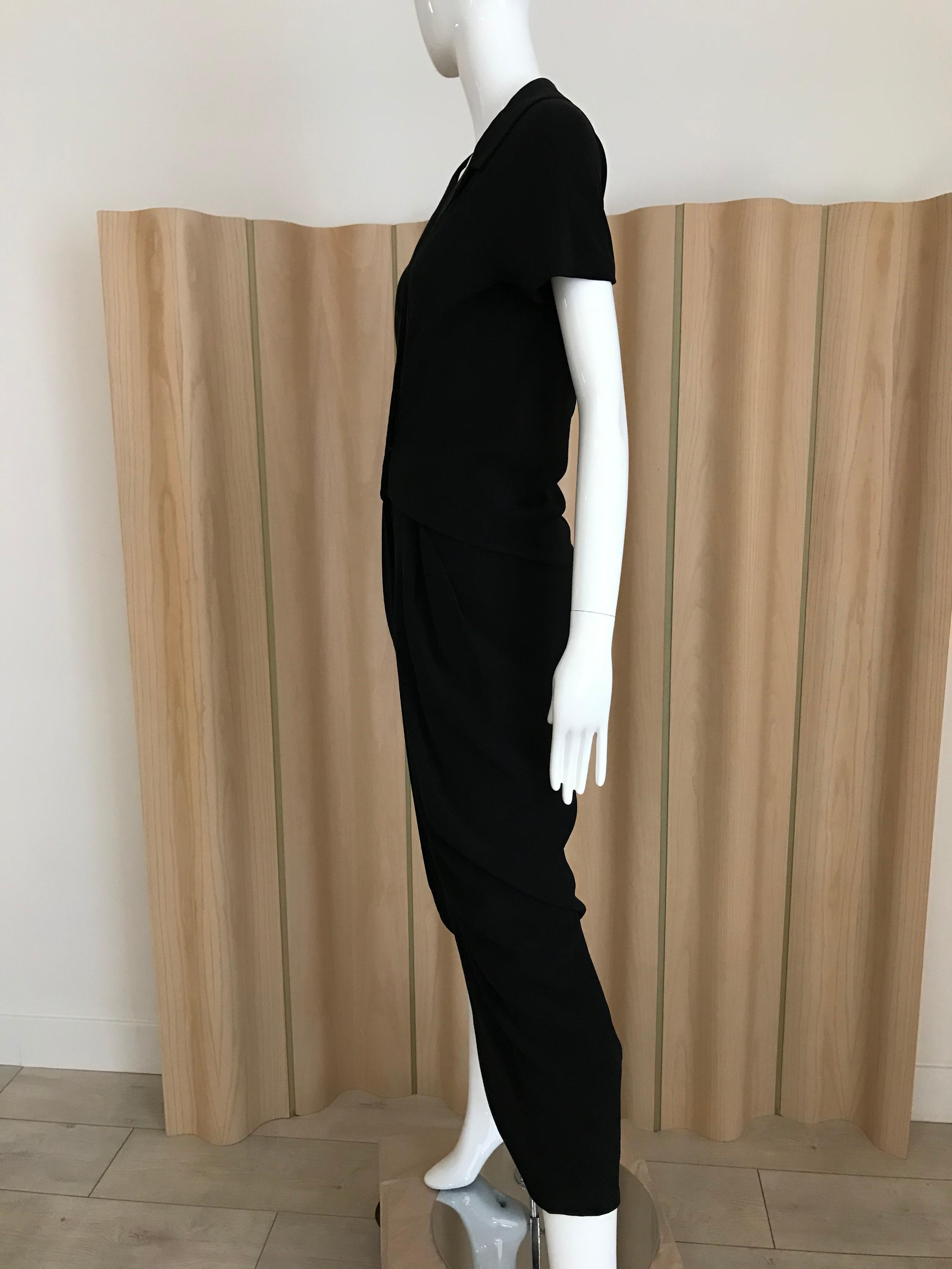  1960s Galanos Black Matte Jersey Cocktail Dress For Sale 1