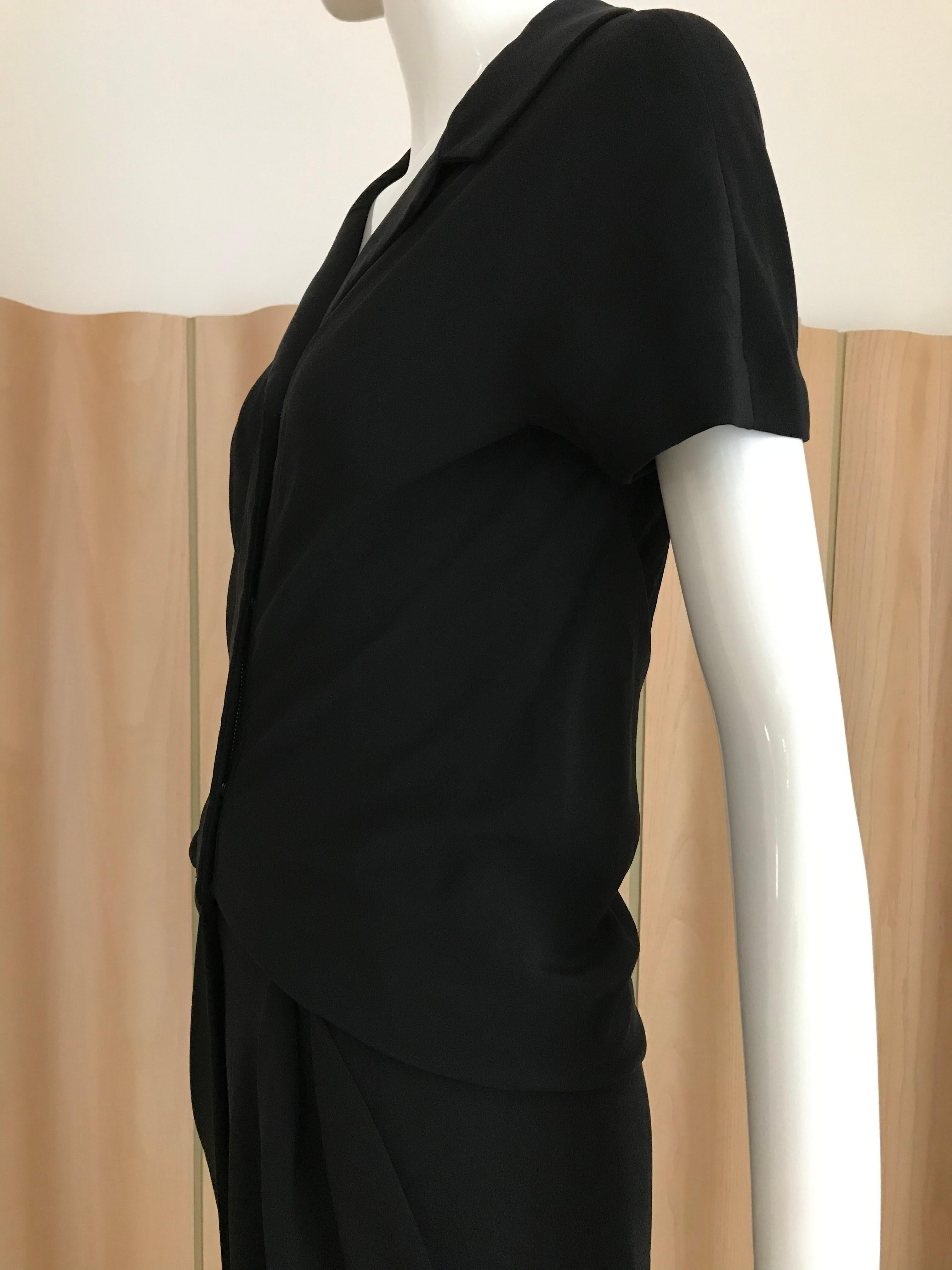  1960s Galanos Black Matte Jersey Cocktail Dress For Sale 4