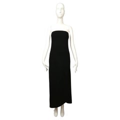1960's GALANOS black wool strapless dress with asymmetrical seaming & hemline
