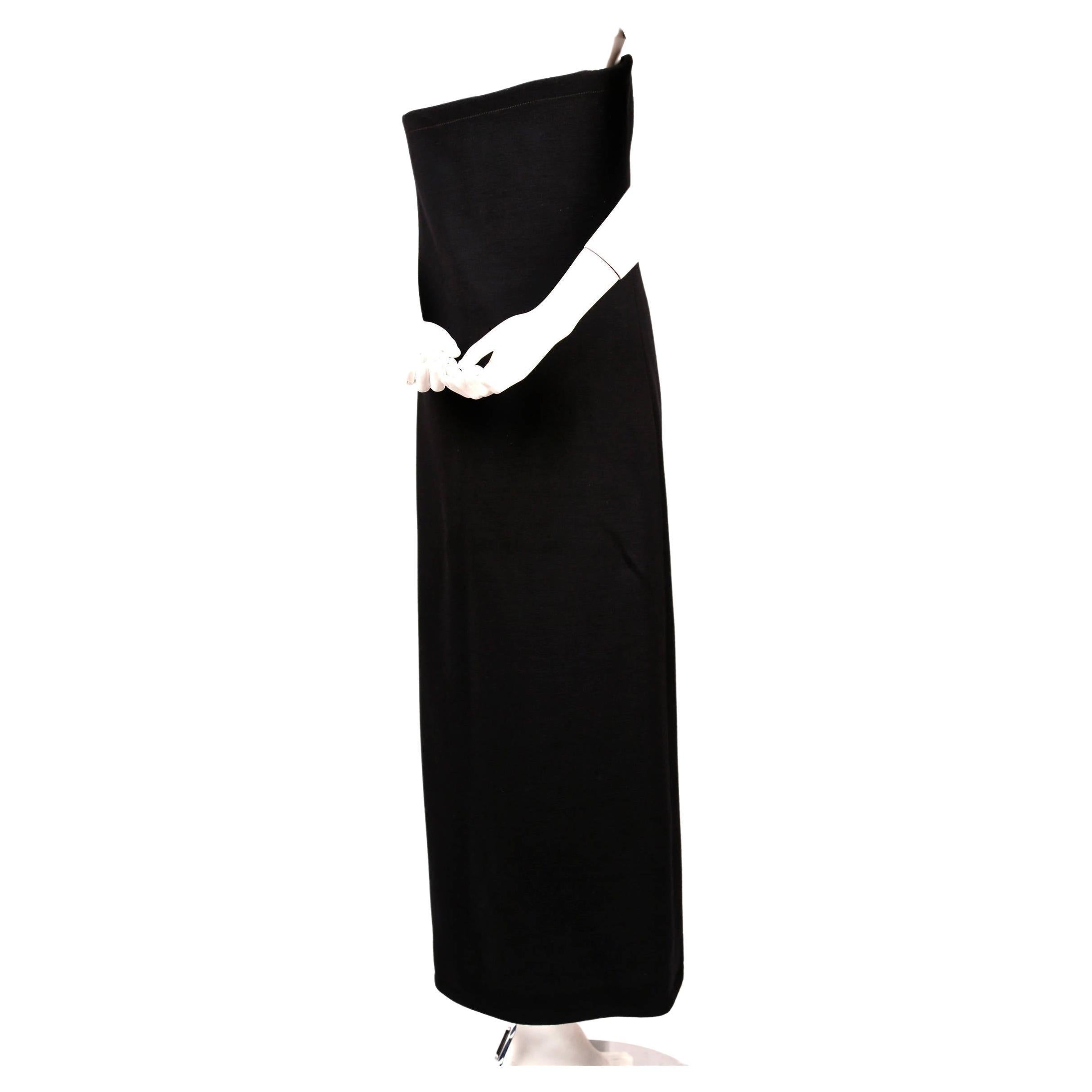 Women's 1960's GALANOS black wool strapless dress with asymmetrical seaming & hemline For Sale