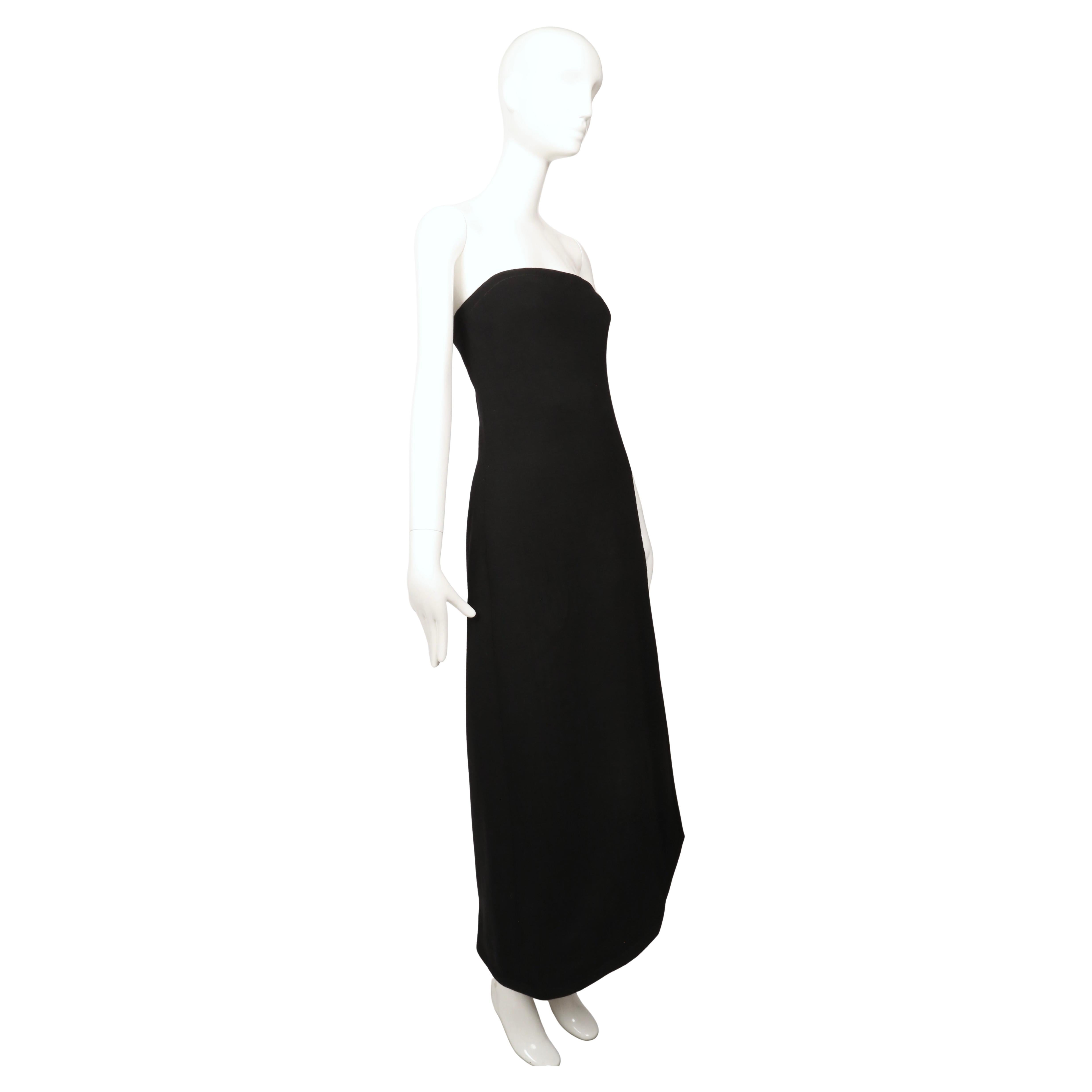 Robe bustier en laine noire GALANOS des années 1960 avec couture et ourlet asymétriques Pour femmes en vente