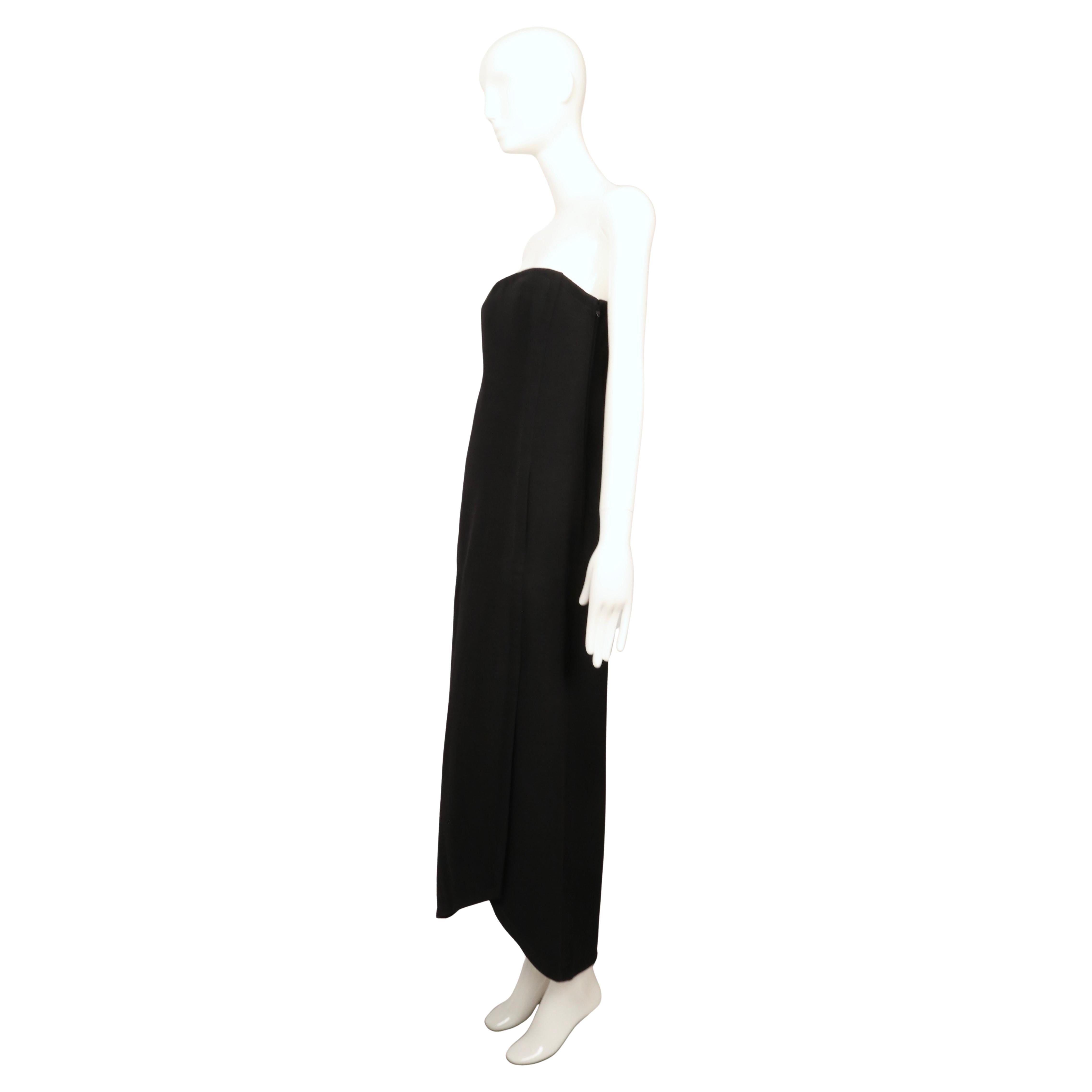 Robe bustier en laine noire GALANOS des années 1960 avec couture et ourlet asymétriques en vente 1