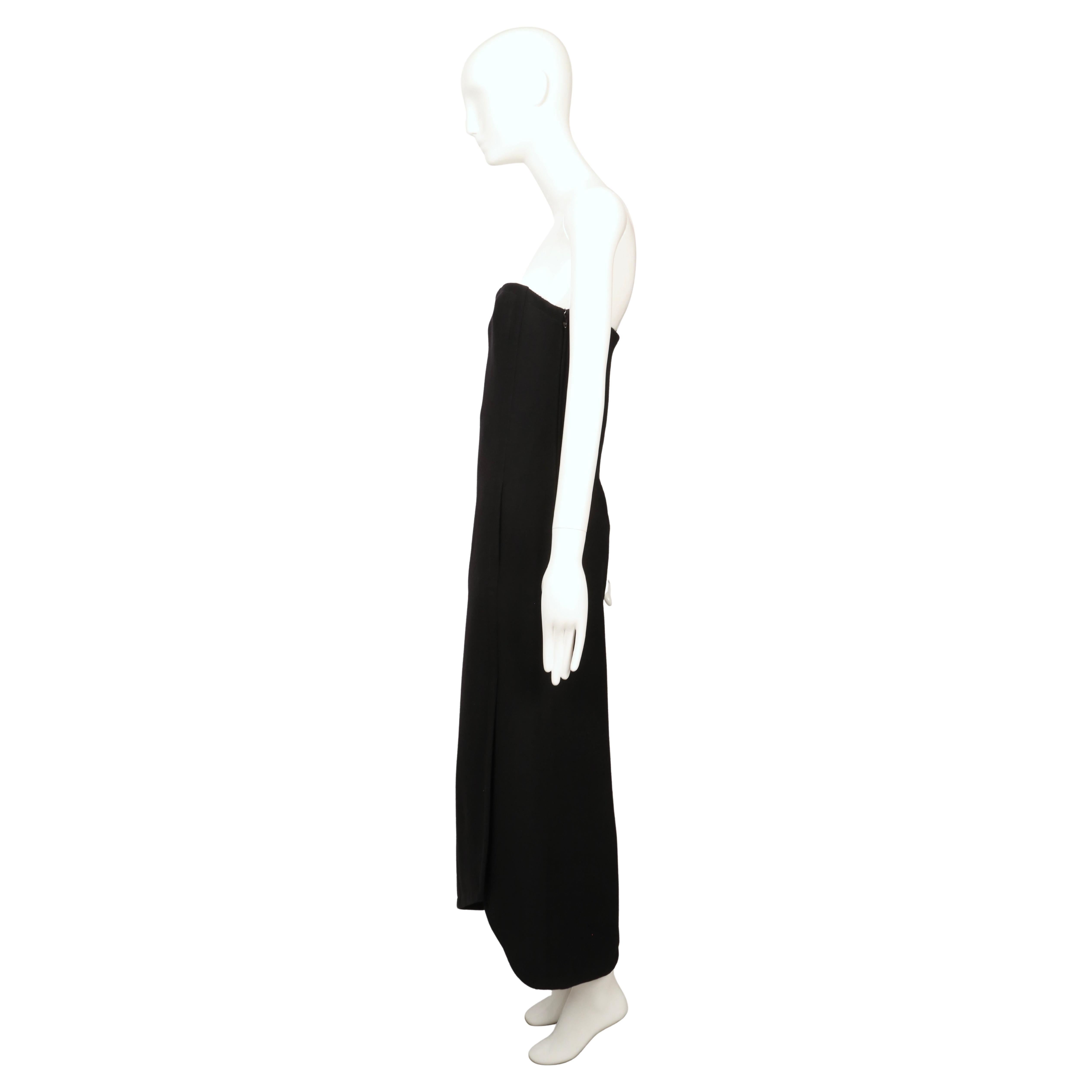 Robe bustier en laine noire GALANOS des années 1960 avec couture et ourlet asymétriques en vente 2