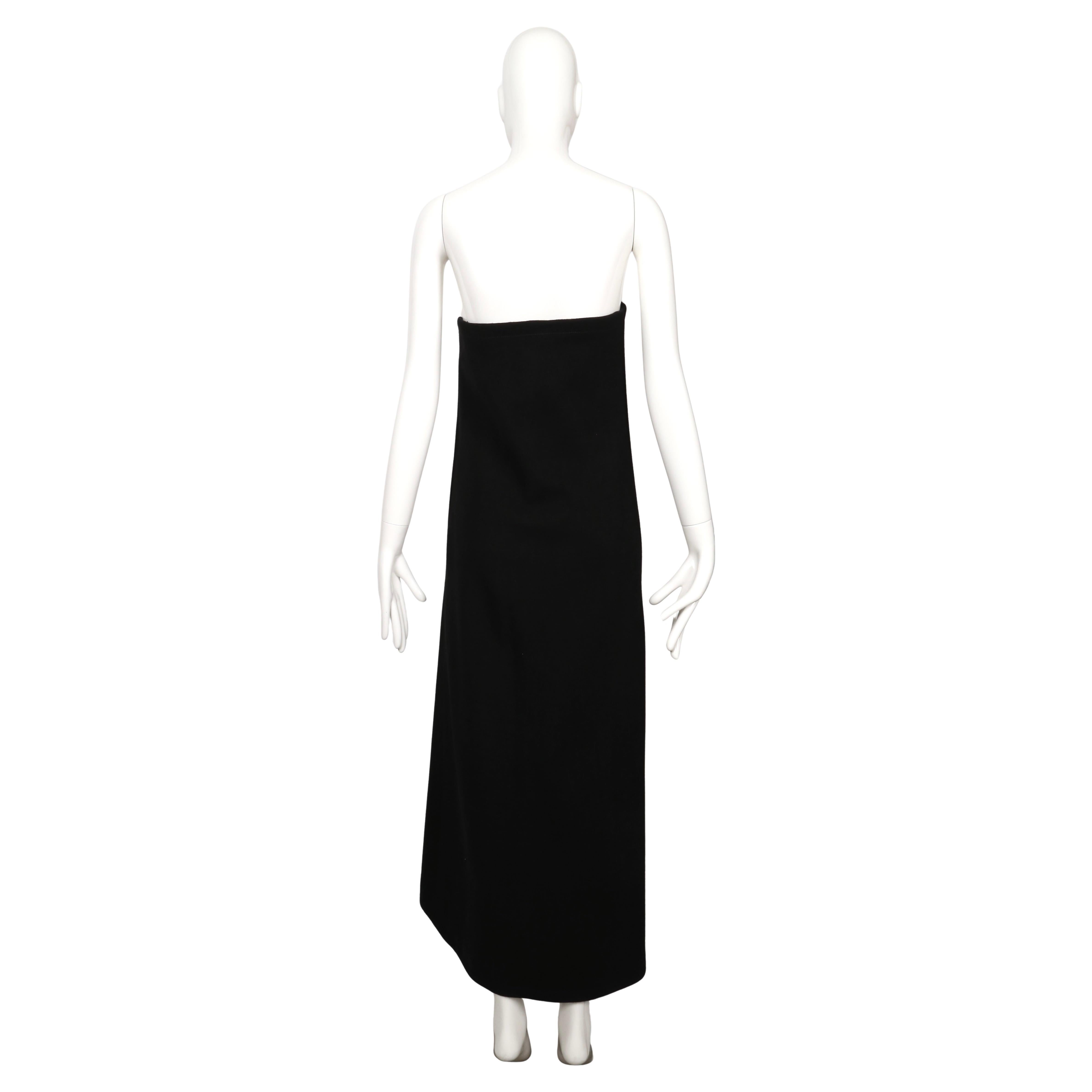 Robe bustier en laine noire GALANOS des années 1960 avec couture et ourlet asymétriques en vente 3