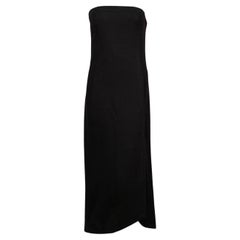 1960's GALANOS black wool strapless dress with asymmetrical seaming & hemline